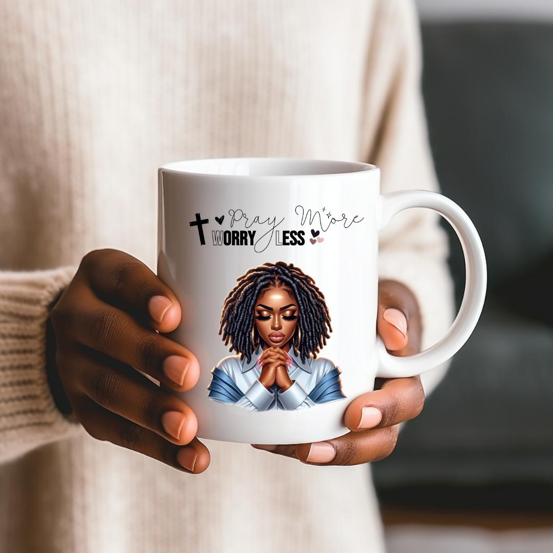 Pray More, Worry Less Custom Mug