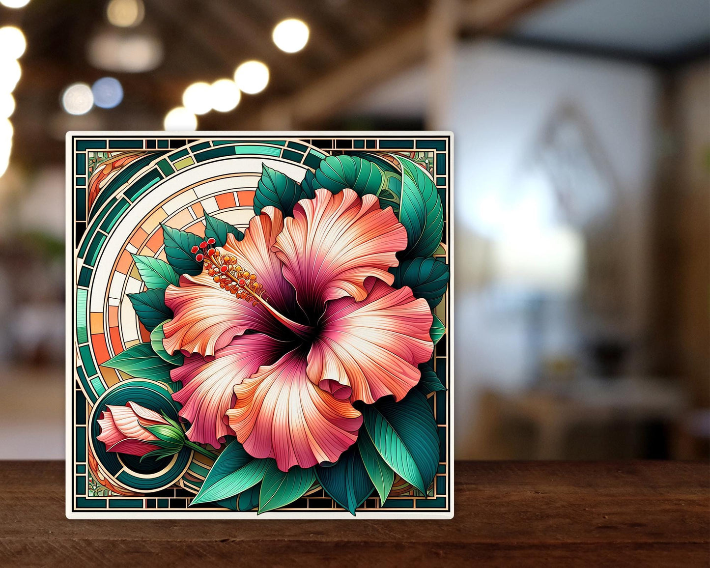 Artisan Art Nouveau Ceramic Tile - Ideal Home Decor - Thoughtful Gift for Art Lover - Shelf Sign - Wall Art - Wall Hanging for Small Spaces