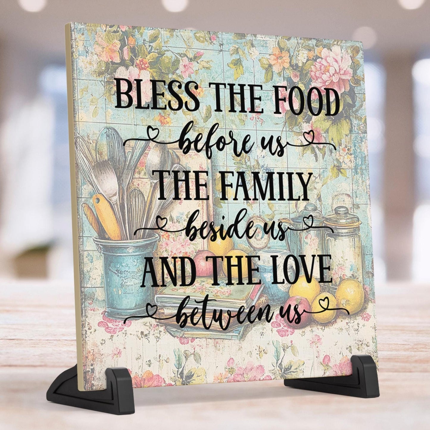Ceramic Tile Art - Family Blessing Kitchen Decor, Wall Hanging - Meaningful Family Gift - Home Decor
