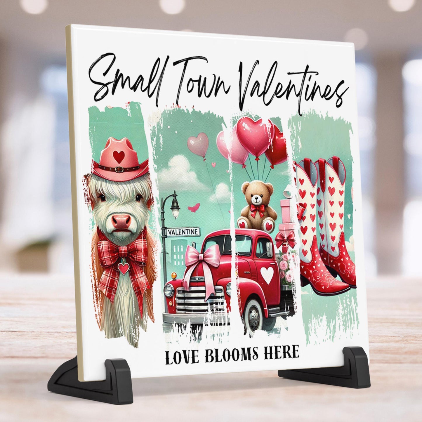 Ceramic Art Tile Valentines Home Decor - Charming Valentine's Wall Art Sign - Perfect Gift for Her - Farmhouse Valentines Gift