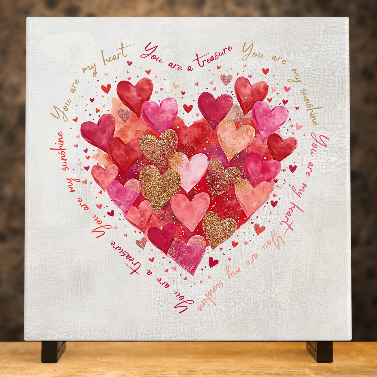 Heart Brushstroke Art Tile | Valentine's Day Gift and Wall Decor | Coquette Style Shelf Art | Unique Valentine Wall Hanging