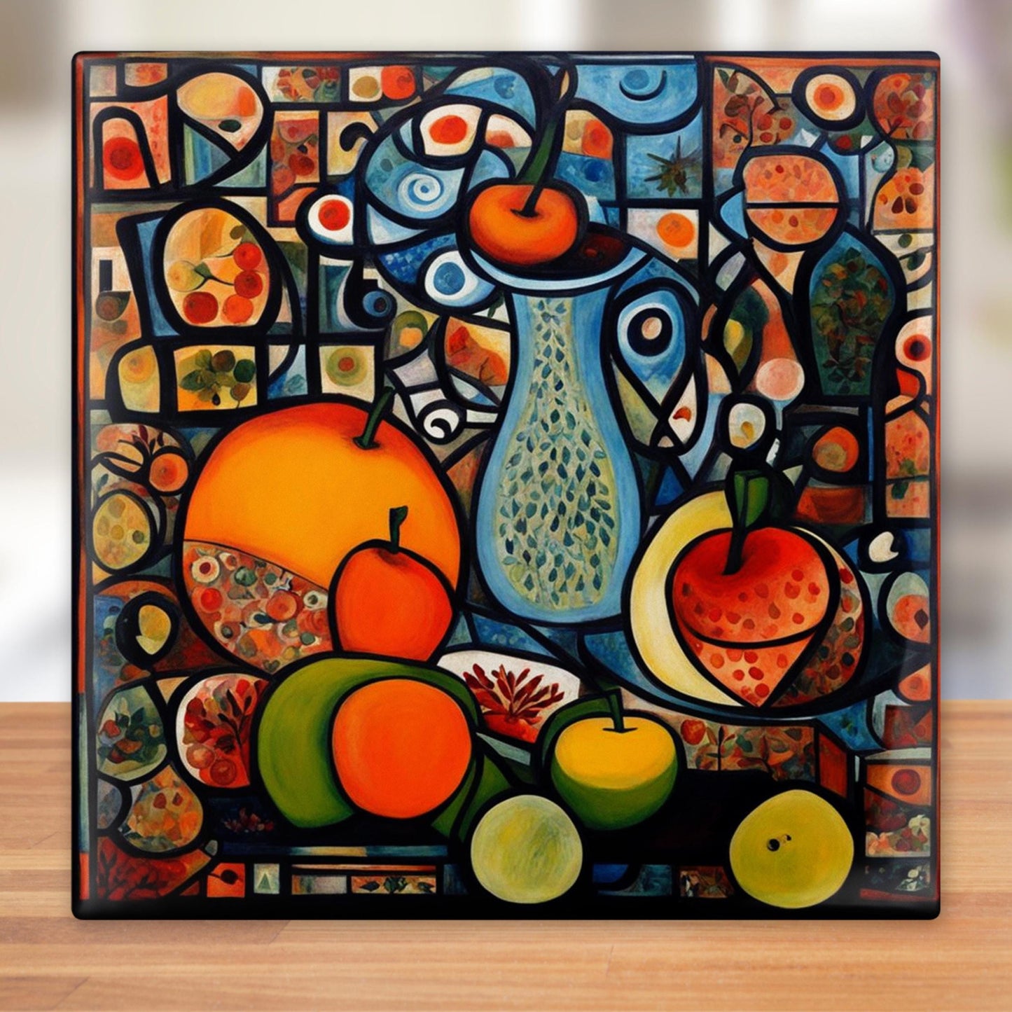 Food Art - Modern Abstract Print for Kitchen - Vibrant Ceramic Tile Art - Perfect for Housewarming Gift