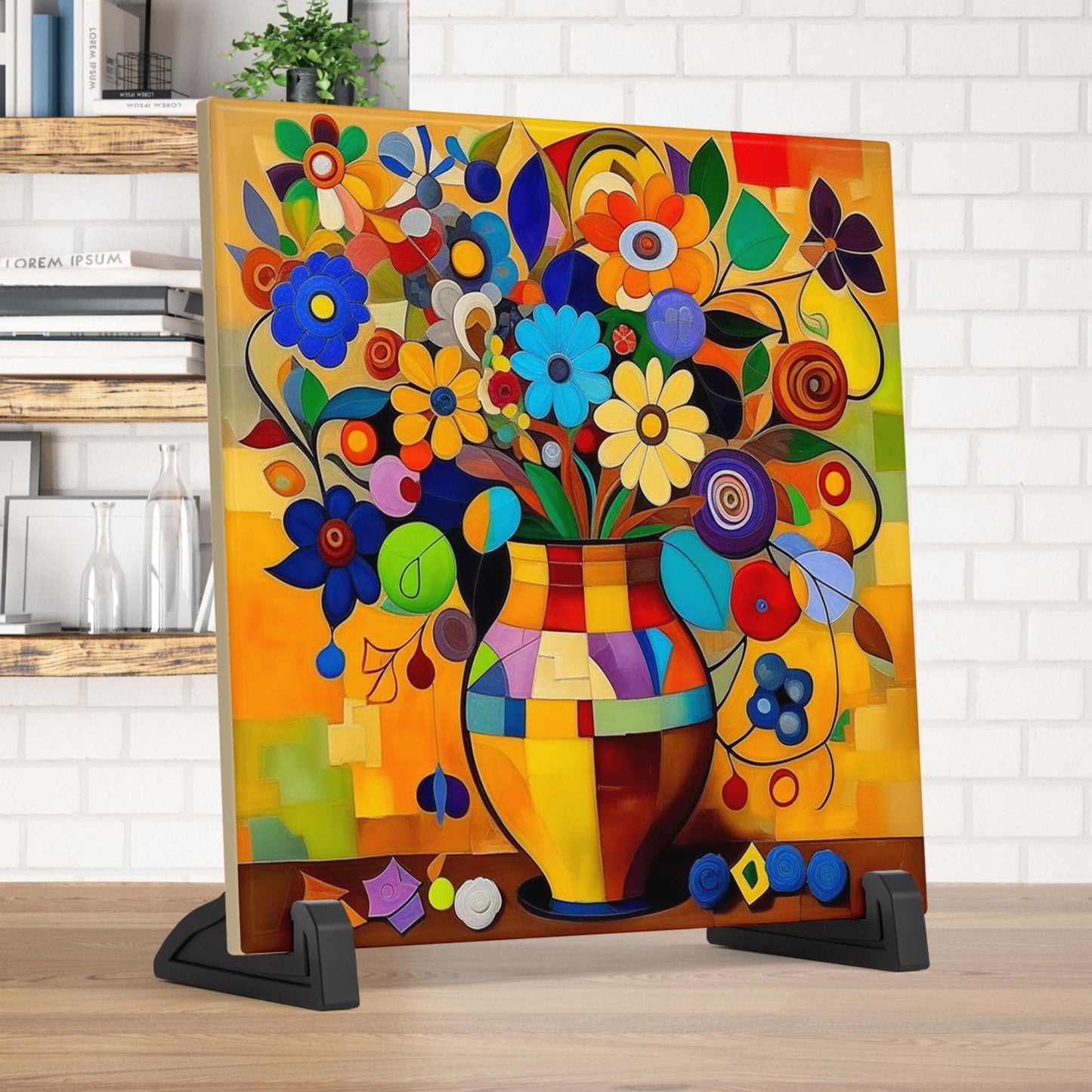 Ceramic Art Tile - Picasso Inspired Art - Vibrant Abstract Wall Decor, Home Decor Accent Piece - Ideal Gift for Housewarming or Art Lover