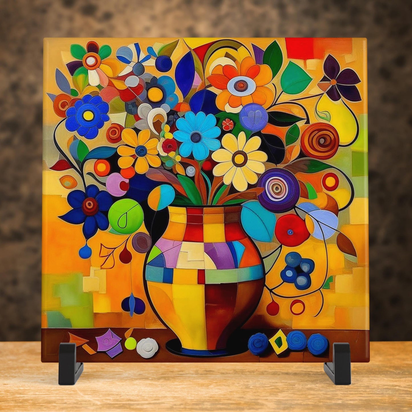 Ceramic Art Tile - Picasso Inspired Art - Vibrant Abstract Wall Decor, Home Decor Accent Piece - Ideal Gift for Housewarming or Art Lover