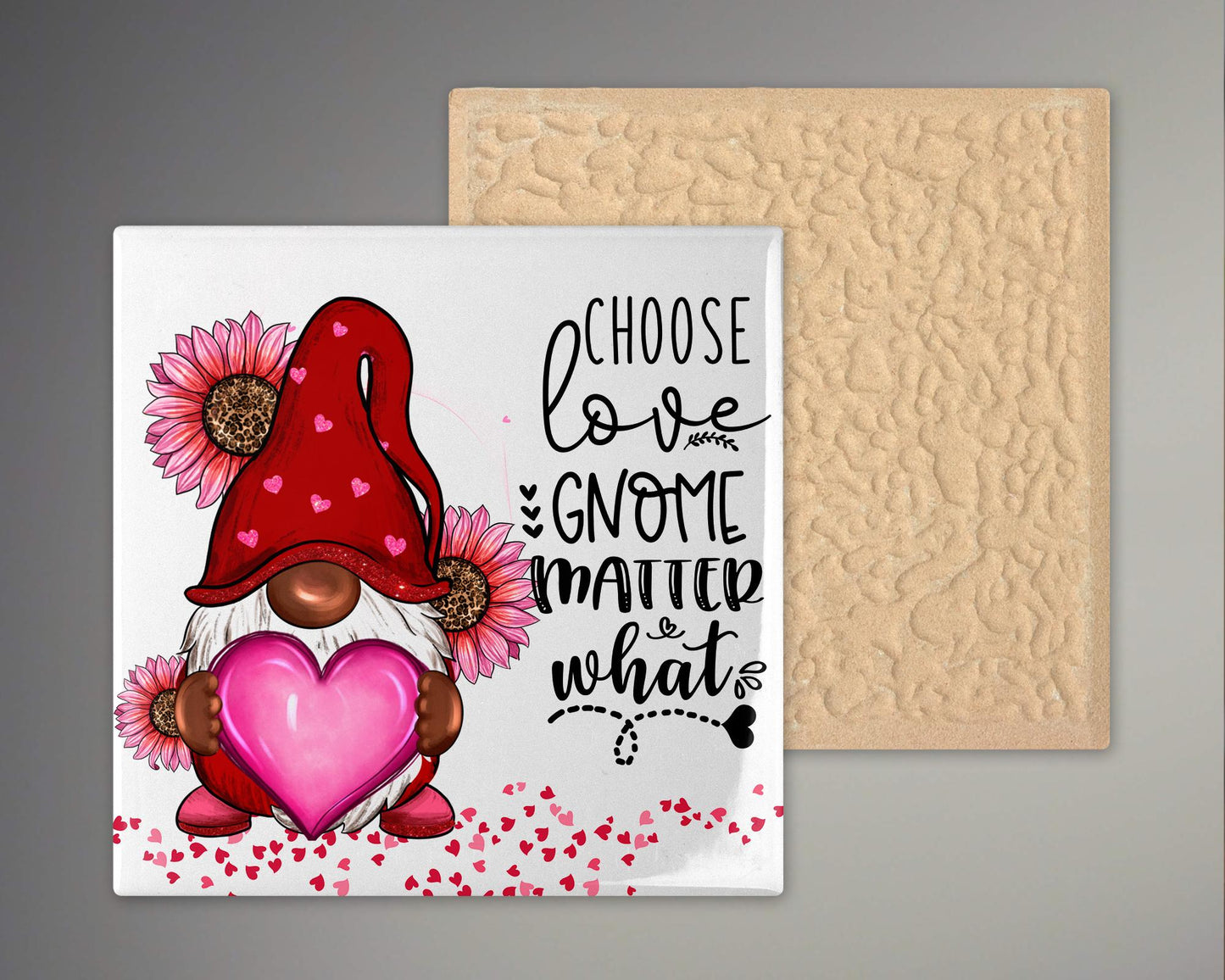 Valentines Day Art Decor: Always Choose Love Gnome Matter What Tile Art for Love-filled Spaces & Gift Ideas - Ceramic Tile Art Decor - Art