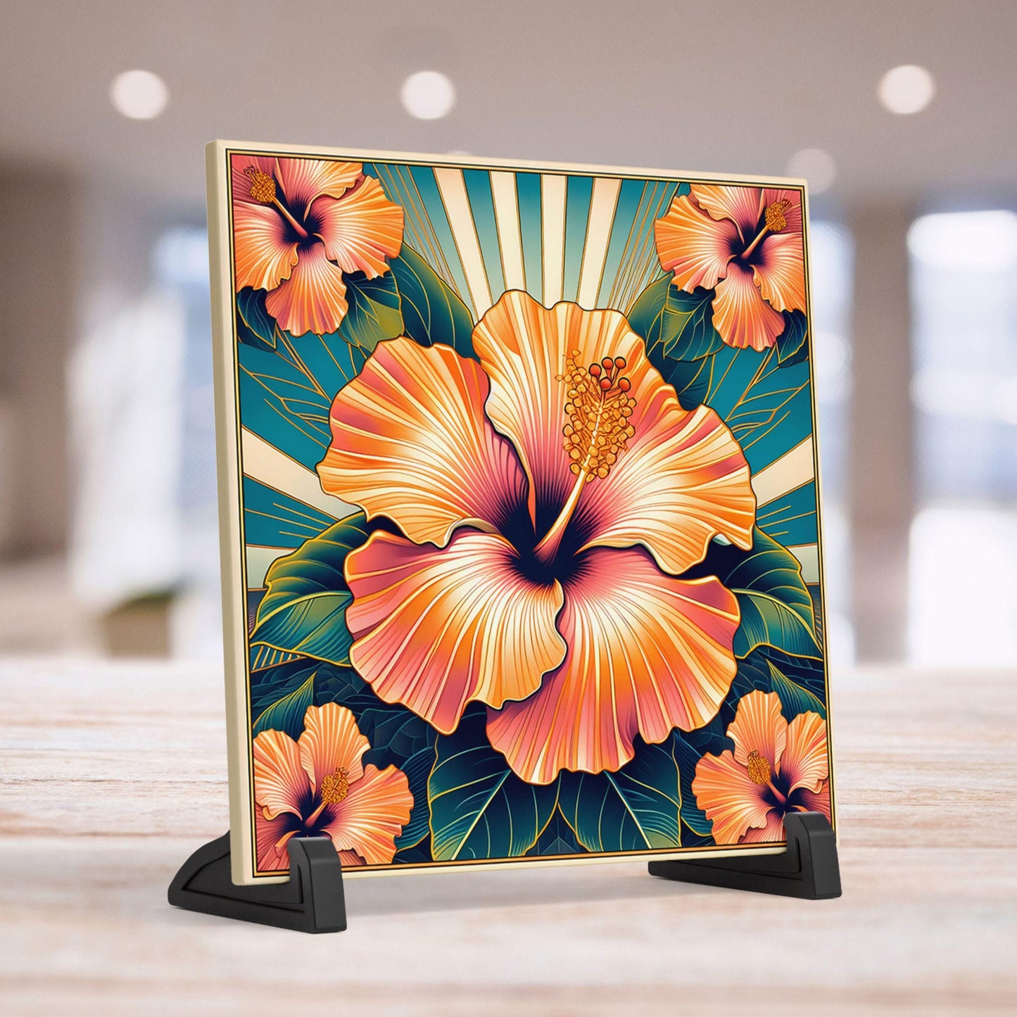 Ceramic Tile Art - Elegant Art Deco - Art Nouveau Decorative Tile - Ideal for Home Accents & Unique Gift Ideas