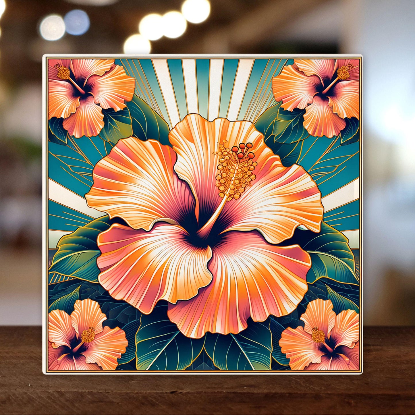 Ceramic Tile Art - Elegant Art Deco - Art Nouveau Decorative Tile - Ideal for Home Accents & Unique Gift Ideas