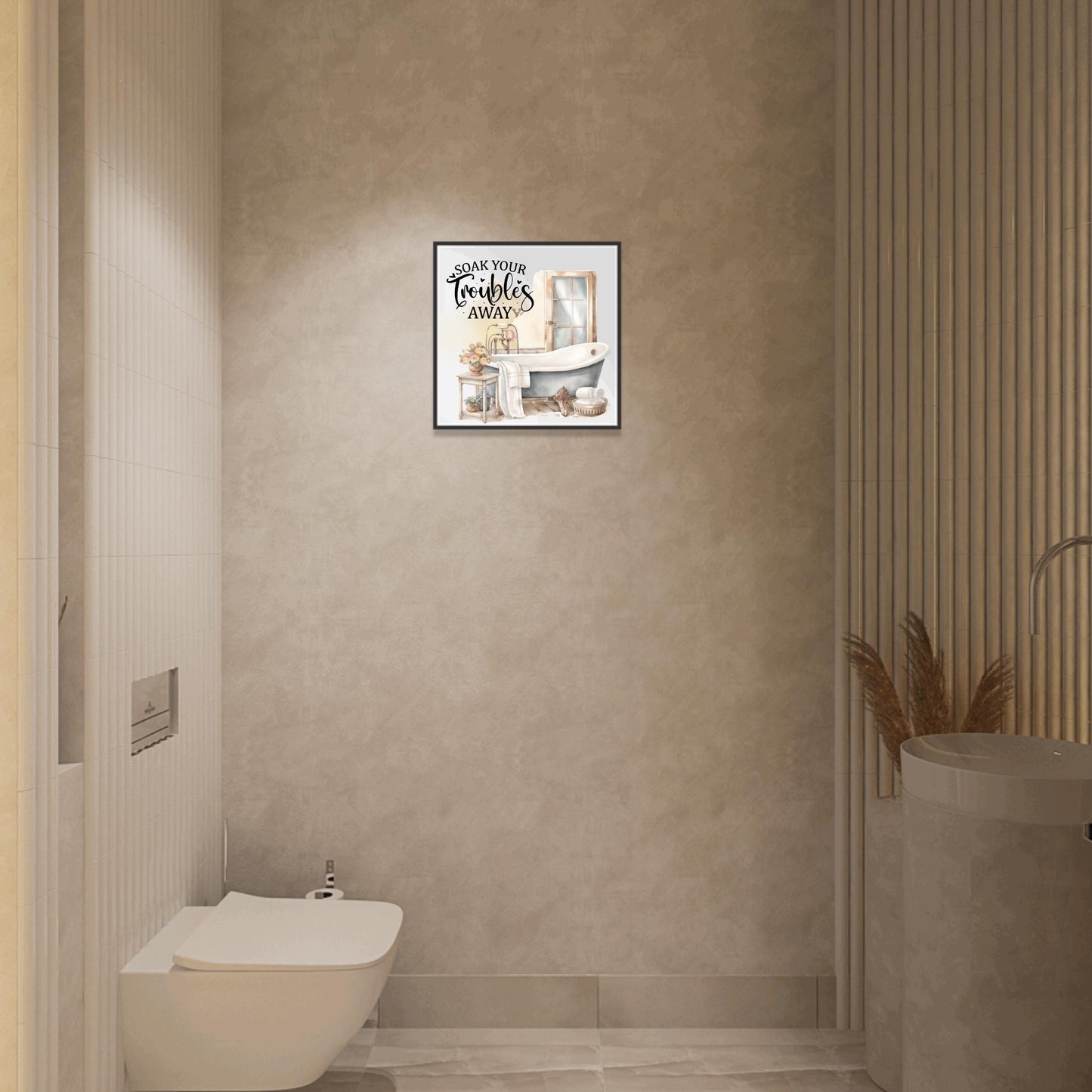 Bathroom Art: Decorative Ceramic Tile for Home - Stylish Wall Sign to Brighten Up Your Bathroom - Soak Your Troubles Away - Gallery Wall
