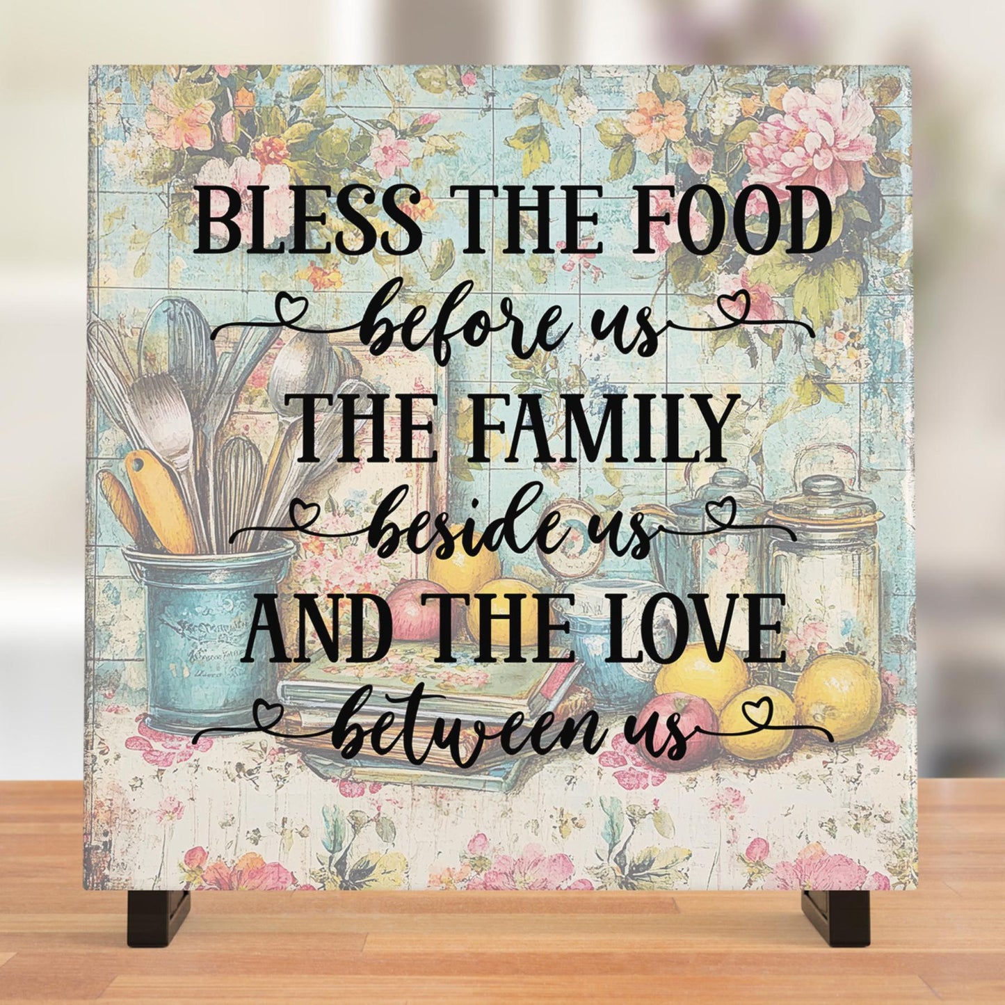 Ceramic Tile Art - Family Blessing Kitchen Decor, Wall Hanging - Meaningful Family Gift - Home Decor