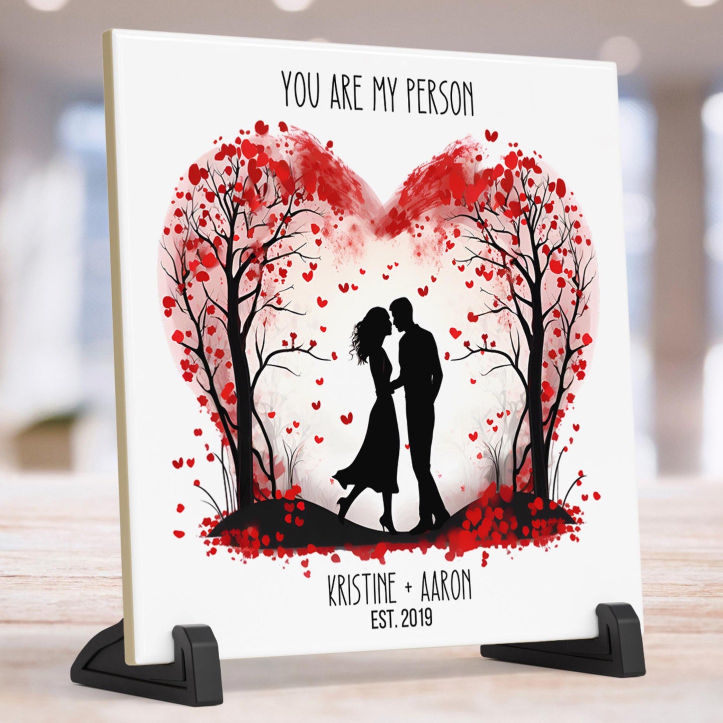 Personalized Valentine Art Tile, "You Are My Person" Tree Heart, Romantic Gift for Couples, Anniversary Keepsake, Wedding Gift