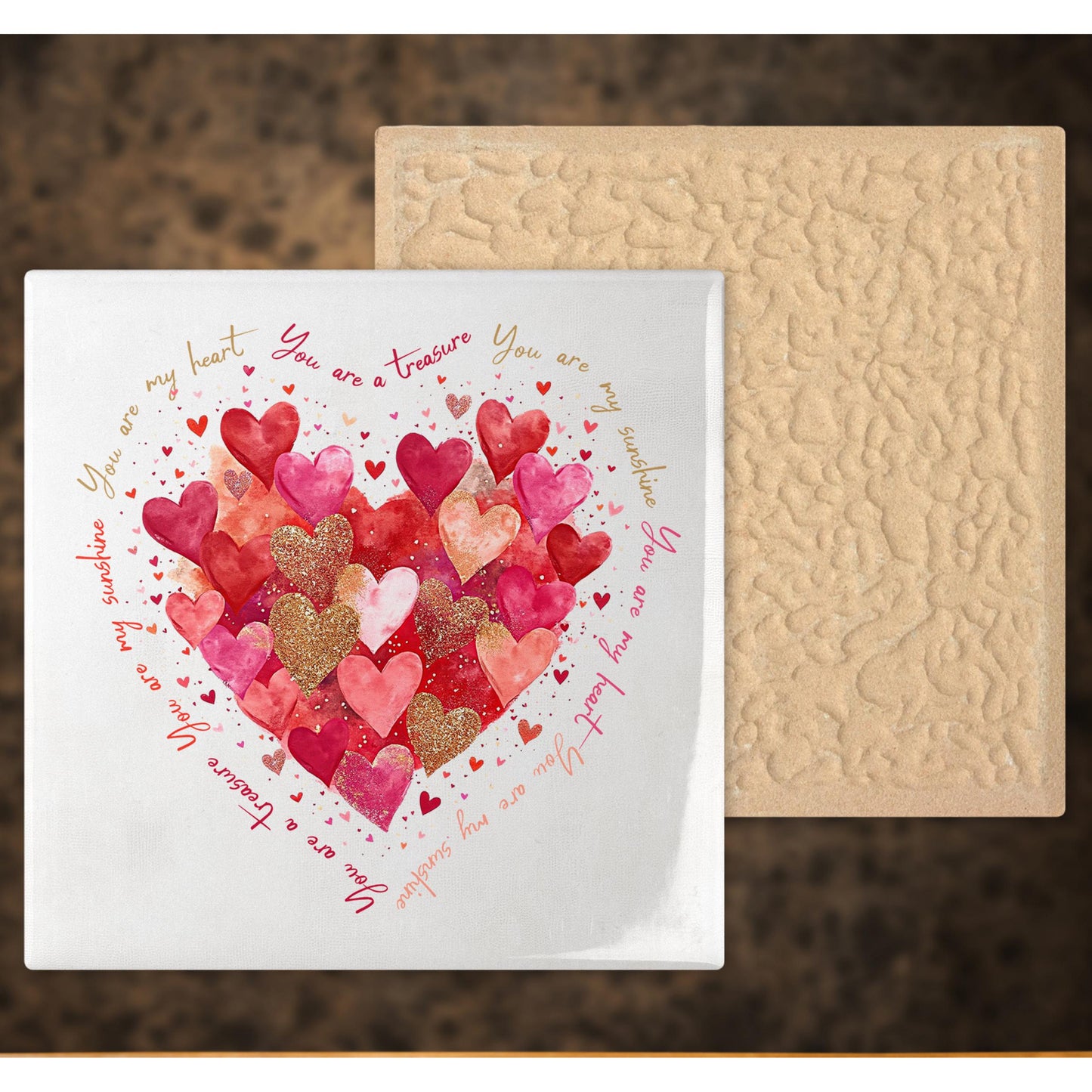 Heart Brushstroke Art Tile | Valentine's Day Gift and Wall Decor | Coquette Style Shelf Art | Unique Valentine Wall Hanging