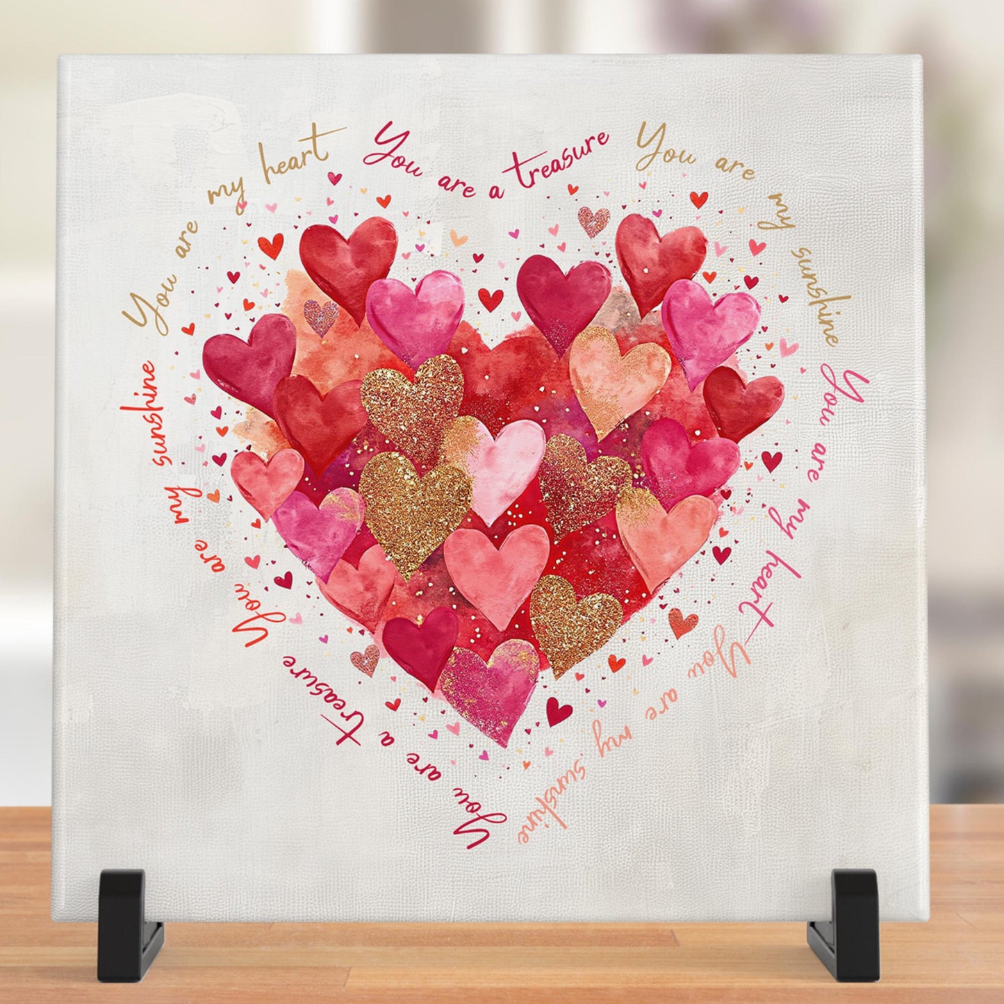 Heart Brushstroke Art Tile | Valentine's Day Gift and Wall Decor | Coquette Style Shelf Art | Unique Valentine Wall Hanging
