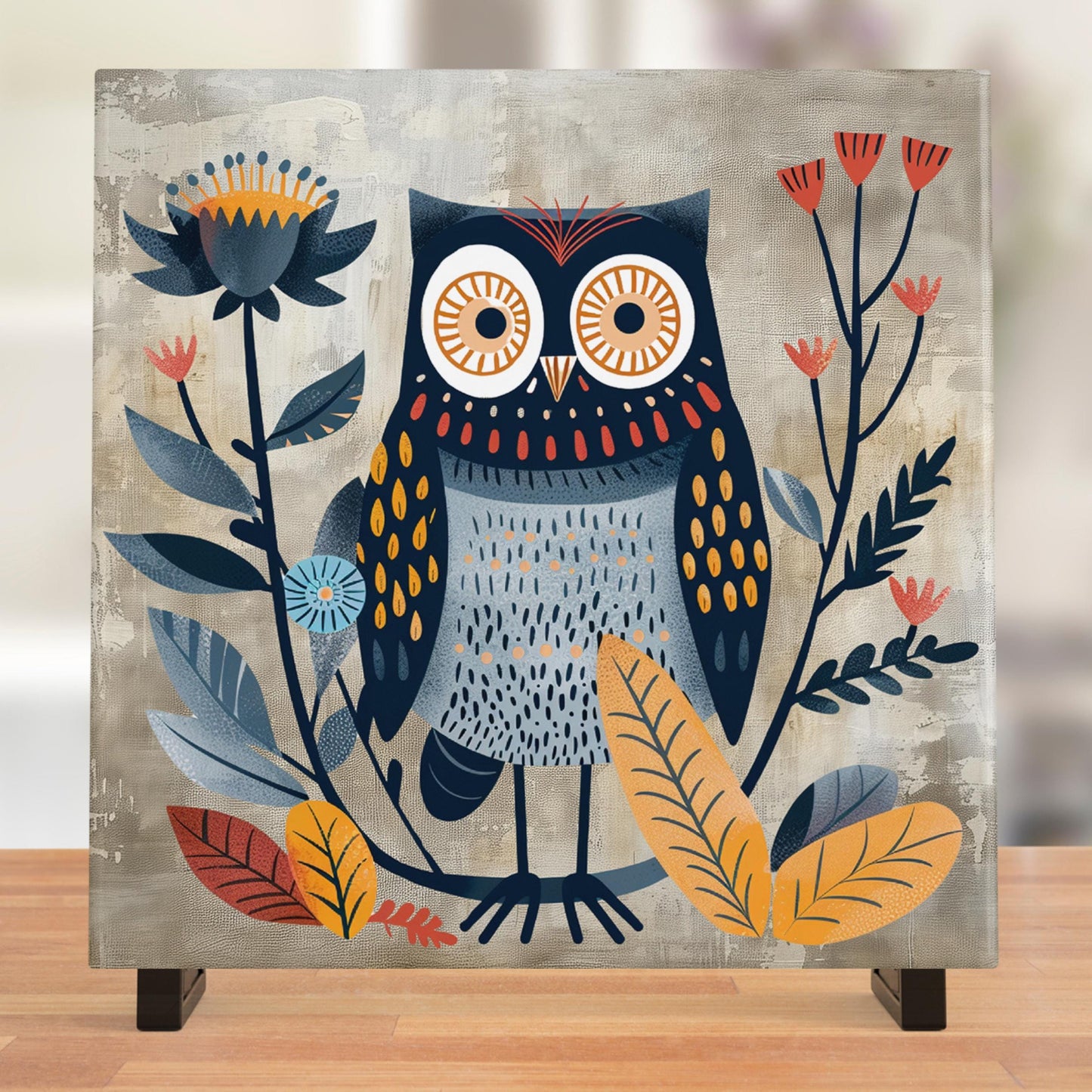 Whimsical Owl Art | Ceramic Tile Decor for Home | Ideal Accent Piece for Bathroom | Scandinavian Design | Perfect Gift for Her |