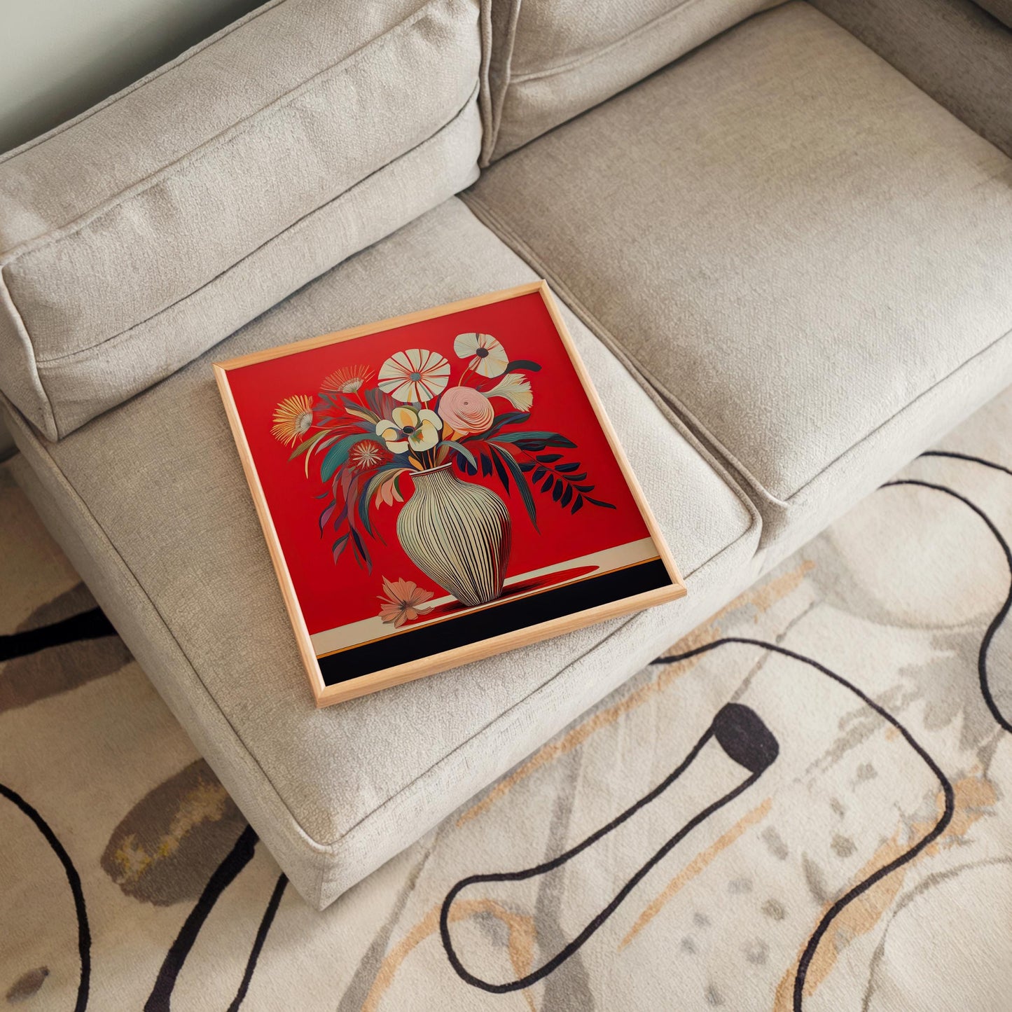 Red Art Flowers Ceramic Tile, Unique Floral Wall Art, Contemporary Botanical Decor, Handmade Nature Gift, Flower Art