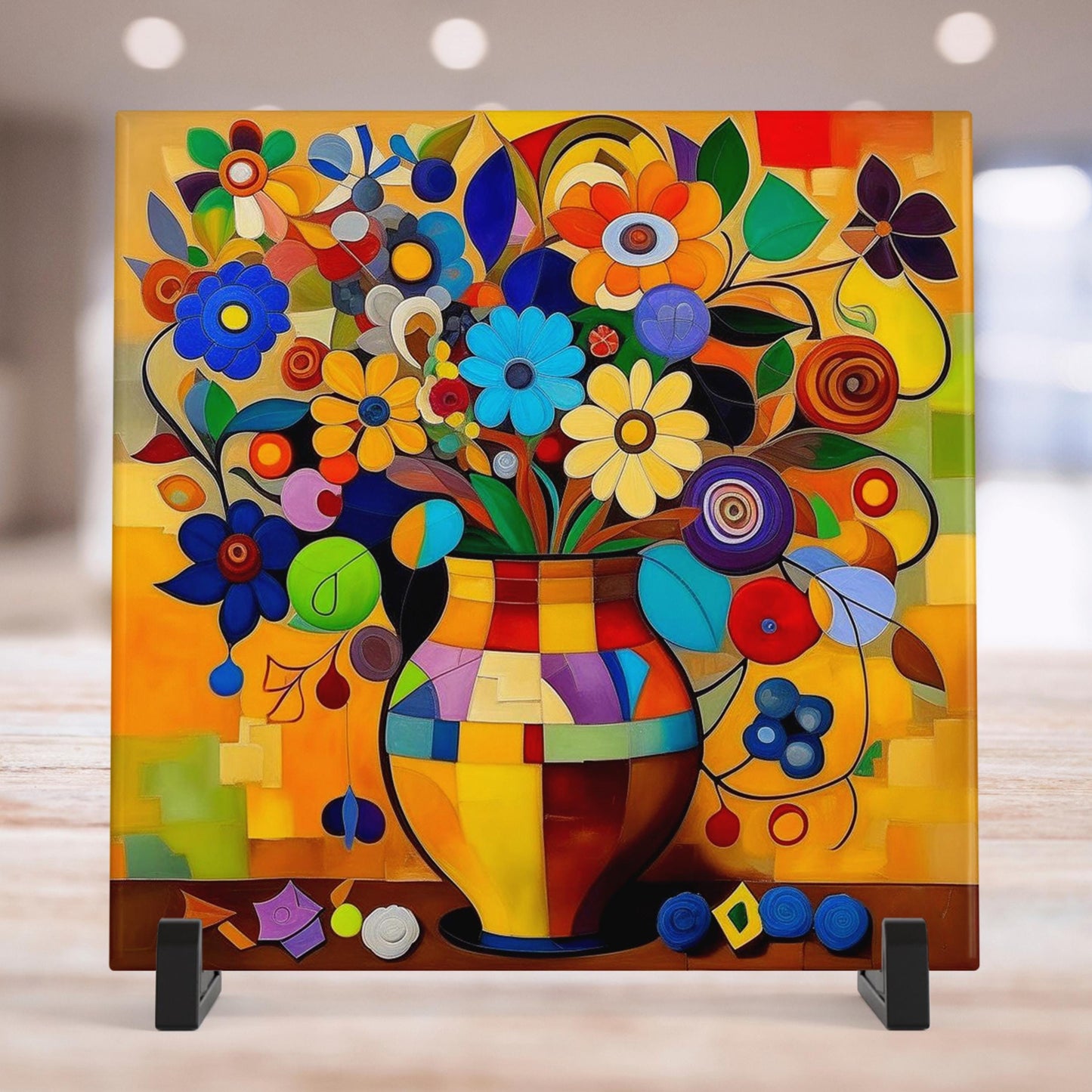 Ceramic Art Tile - Picasso Inspired Art - Vibrant Abstract Wall Decor, Home Decor Accent Piece - Ideal Gift for Housewarming or Art Lover
