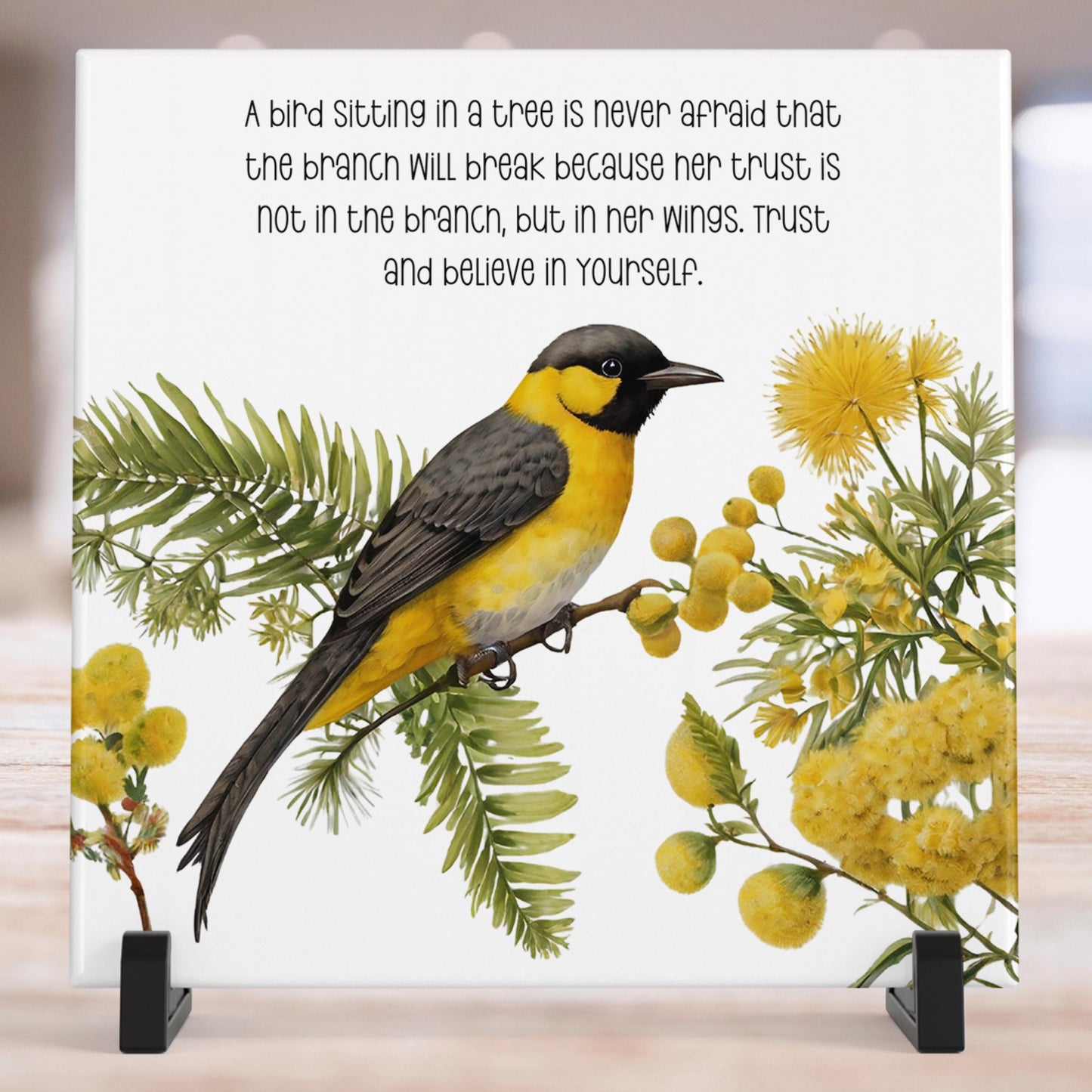 Art - Ceramic Tile Beautiful Birds - Motivational Wall Art for Bird Lovers Inspirational Home Decor Gift, Kitchen Art, Bathroom Art