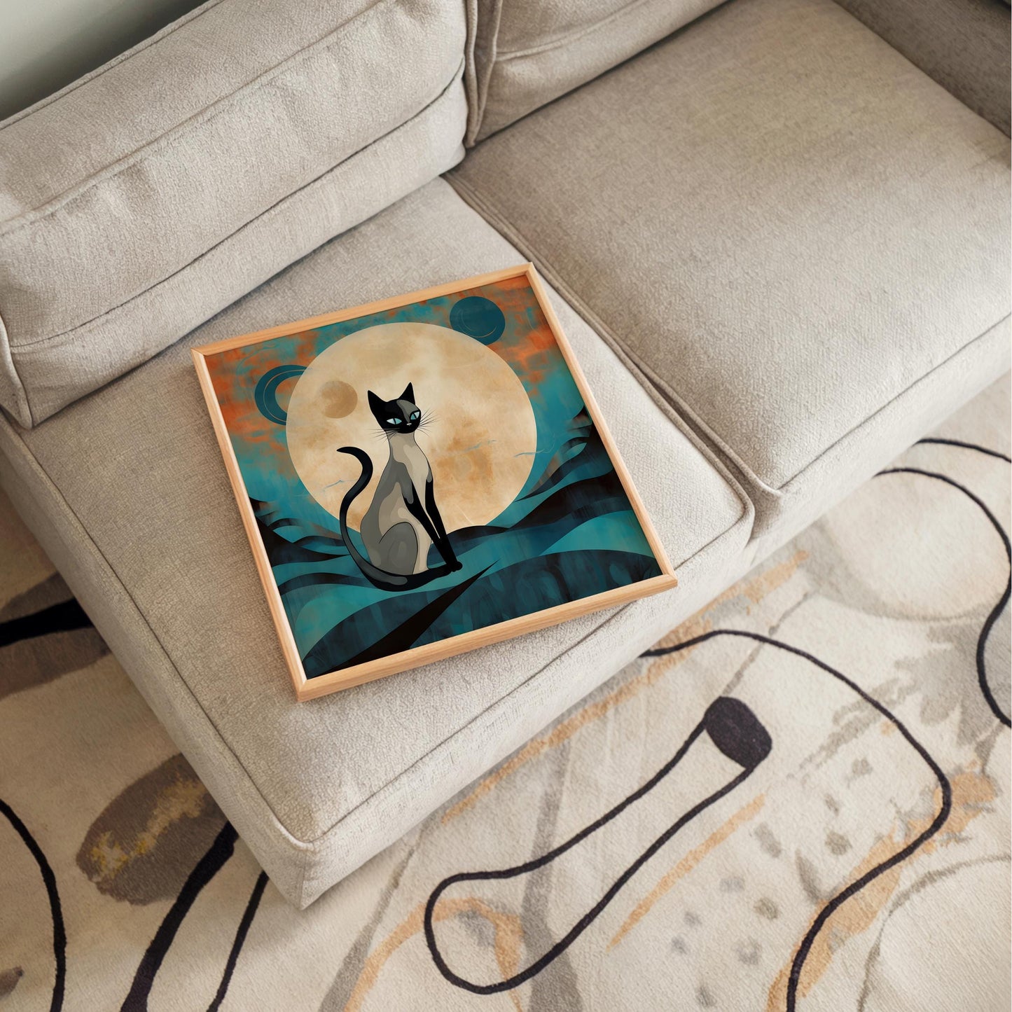 Siamese Cat Ceramic Art Tile, Minimalist Handmade Boho Ceramic Wall Decor for Unique Home Accent, Perfect Cat Lovers Gift, Cat Art