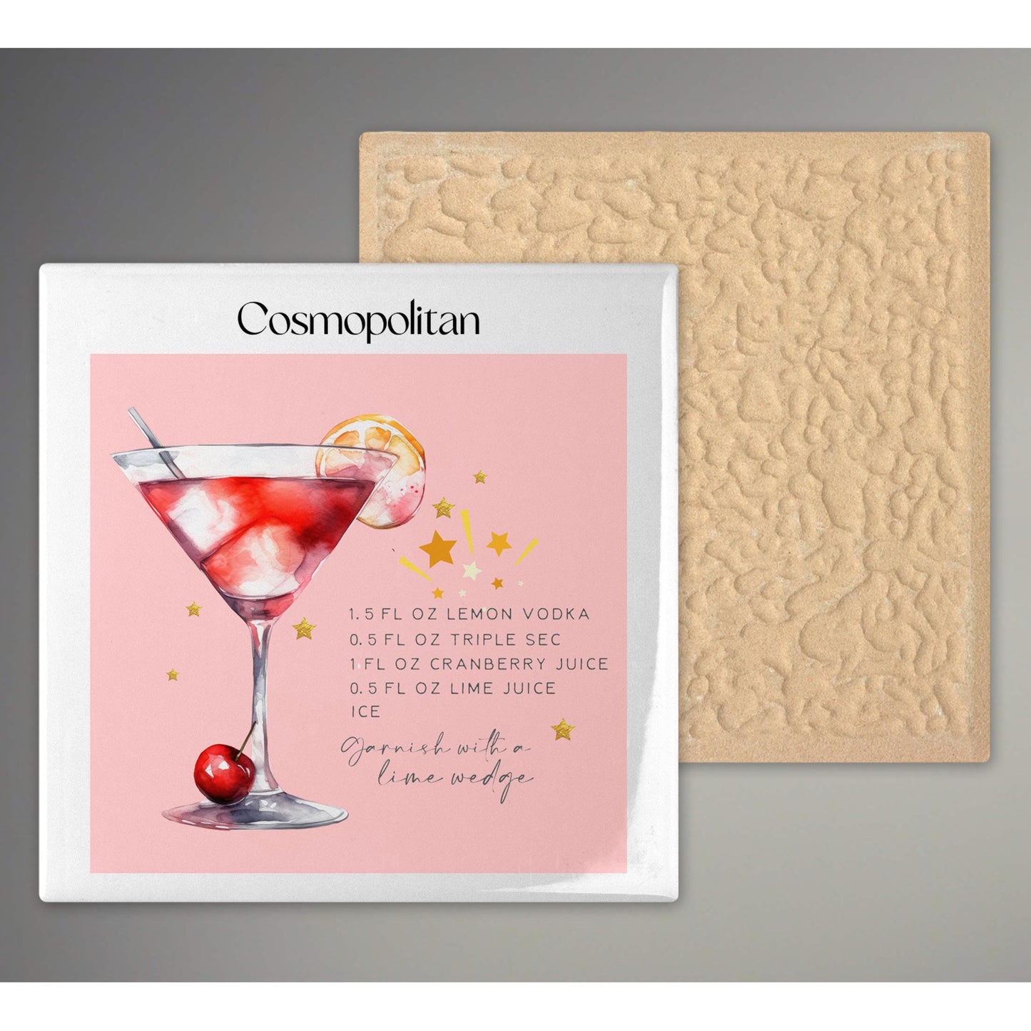 Cosmopolitan - Cocktail Poster - Cocktail Art Print - Wedding Signature Drink Sign - Chic Retro Wall Art - Ceramic Art Tile - Wall Hanging