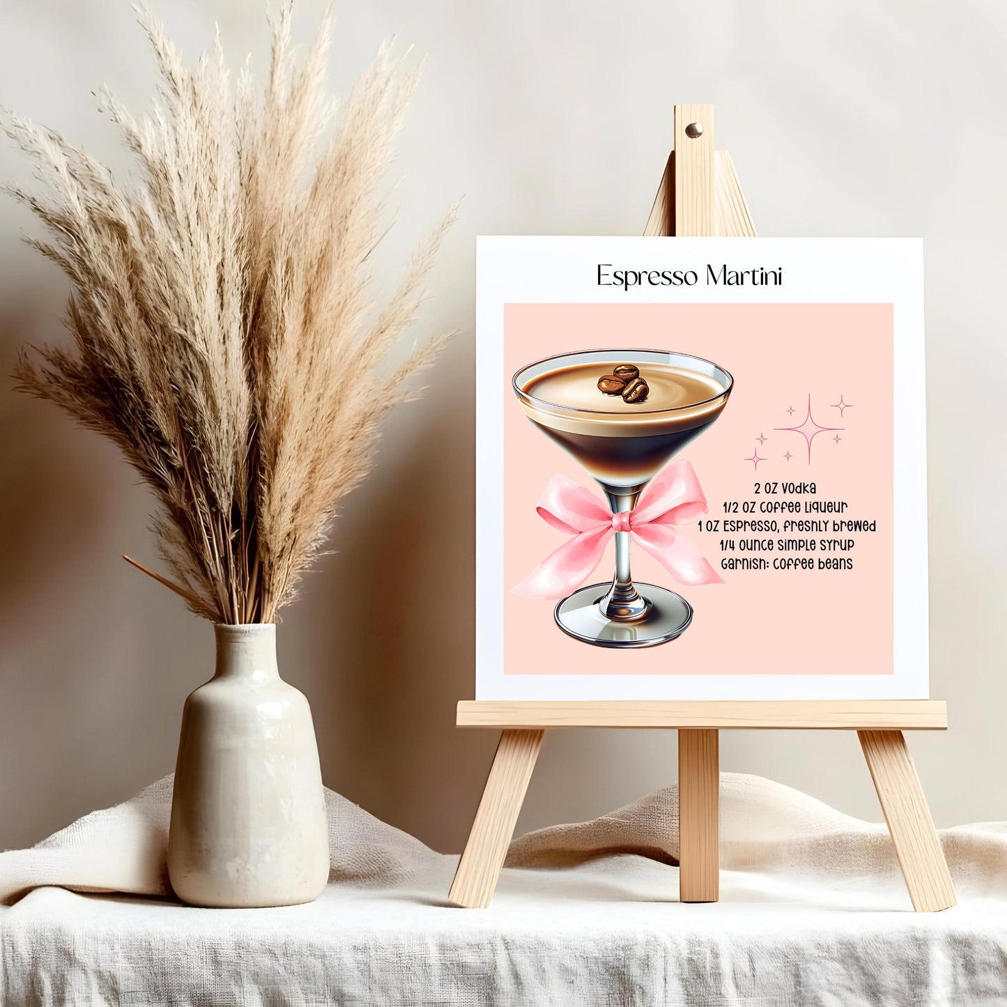 Espresso Martini Art Print | Cocktail Poster | Wedding Party Signature Drink Sign | Trendy Wall | Minimalist Elegant Sophisticated Retro