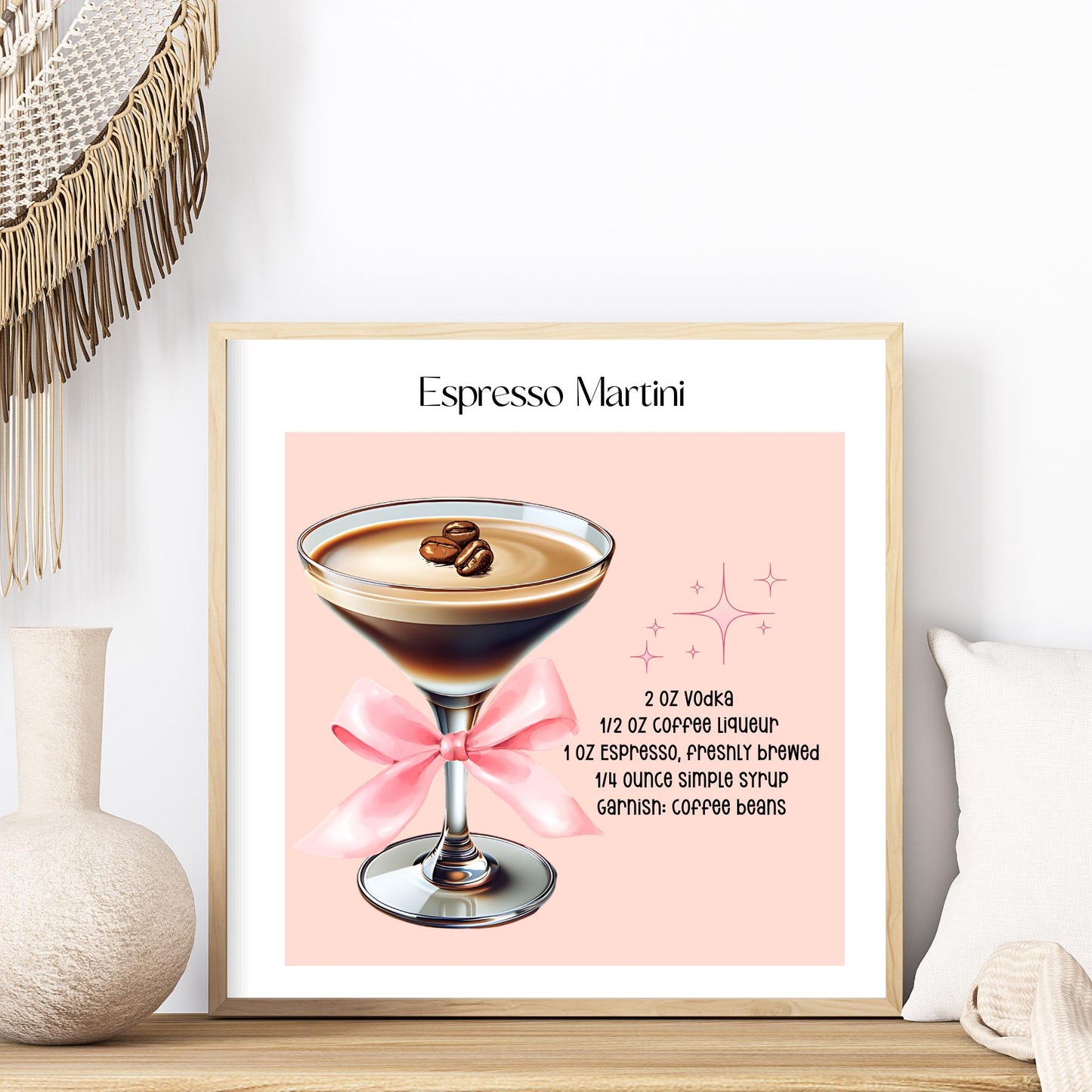 Espresso Martini Art Print | Cocktail Poster | Wedding Party Signature Drink Sign | Trendy Wall | Minimalist Elegant Sophisticated Retro