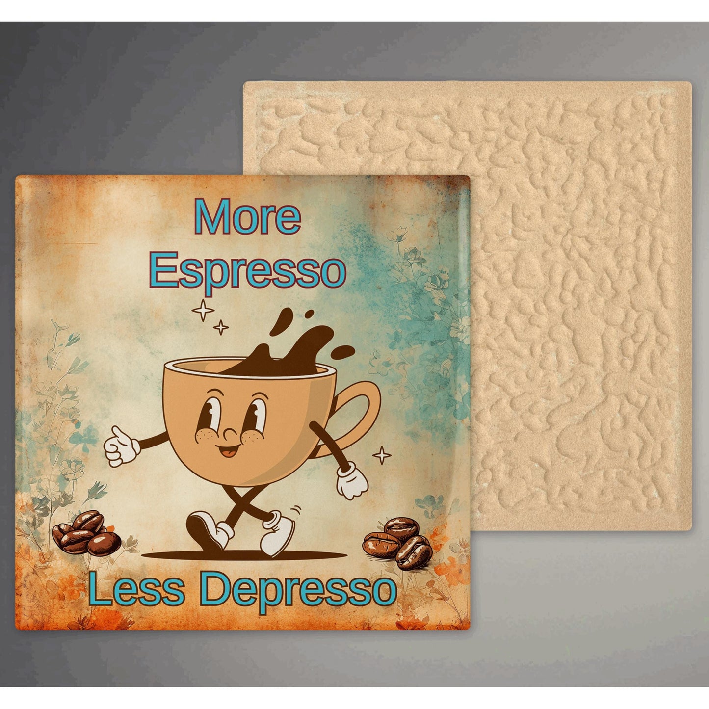 Coffee Art - Retro Wall Art Tile for Espresso Lovers - Trendy Kitchen Decor - Unique Gift for Coffee Enthusiasts - Ceramic Art Tile - Trivet