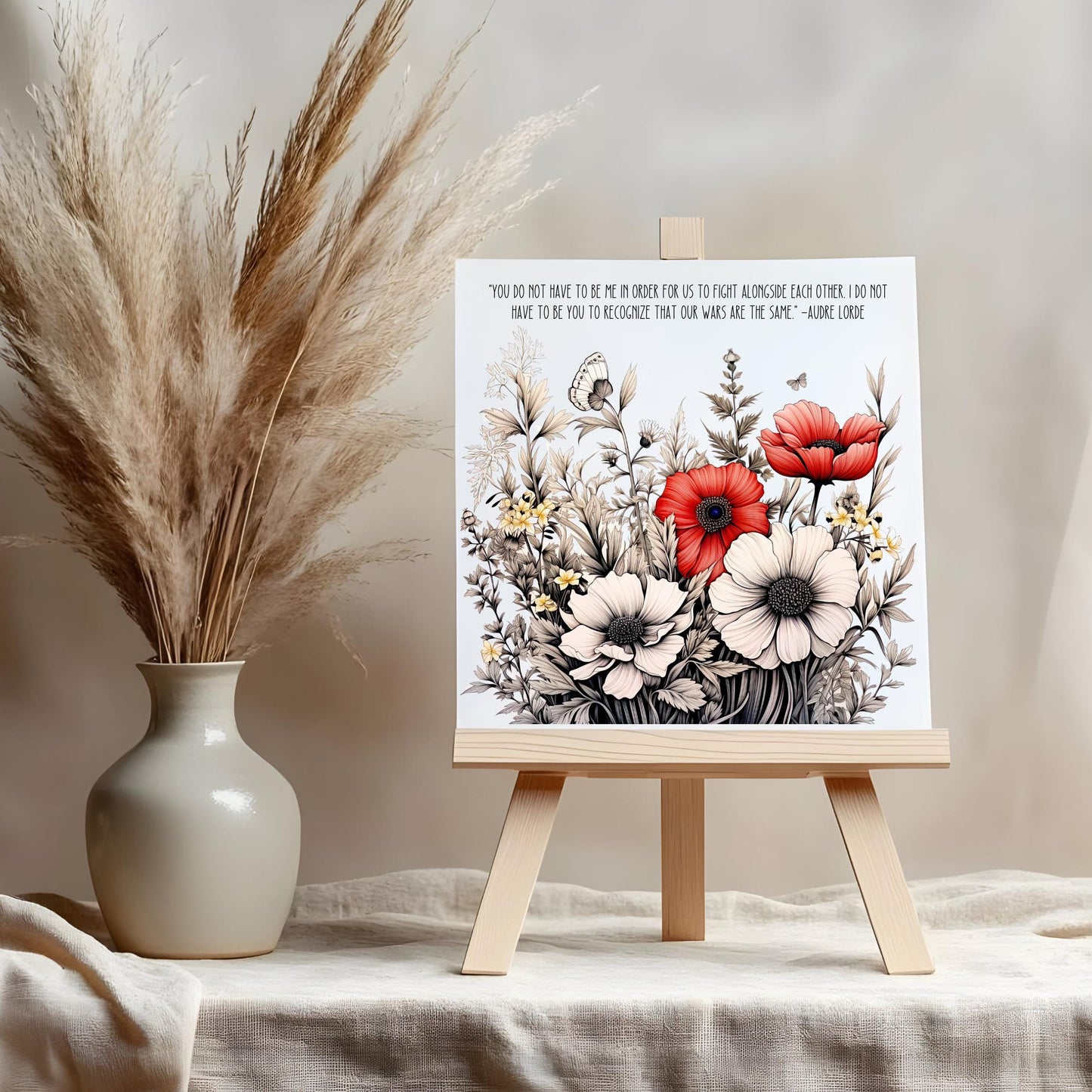 Wildflower Quote Art Ceramic Tile | Define and Empower Audre Lorde Quote | Motivational Wall Decor | Activist | Social Justice