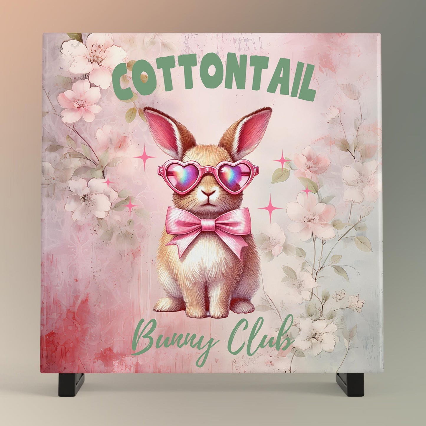 Easter Bunny Art Ceramic Tile | Rabbit Art | Ceramic Wall Tile | Spring Decor | Cottontail Bunny Club | Trivet Spoon Rest Available