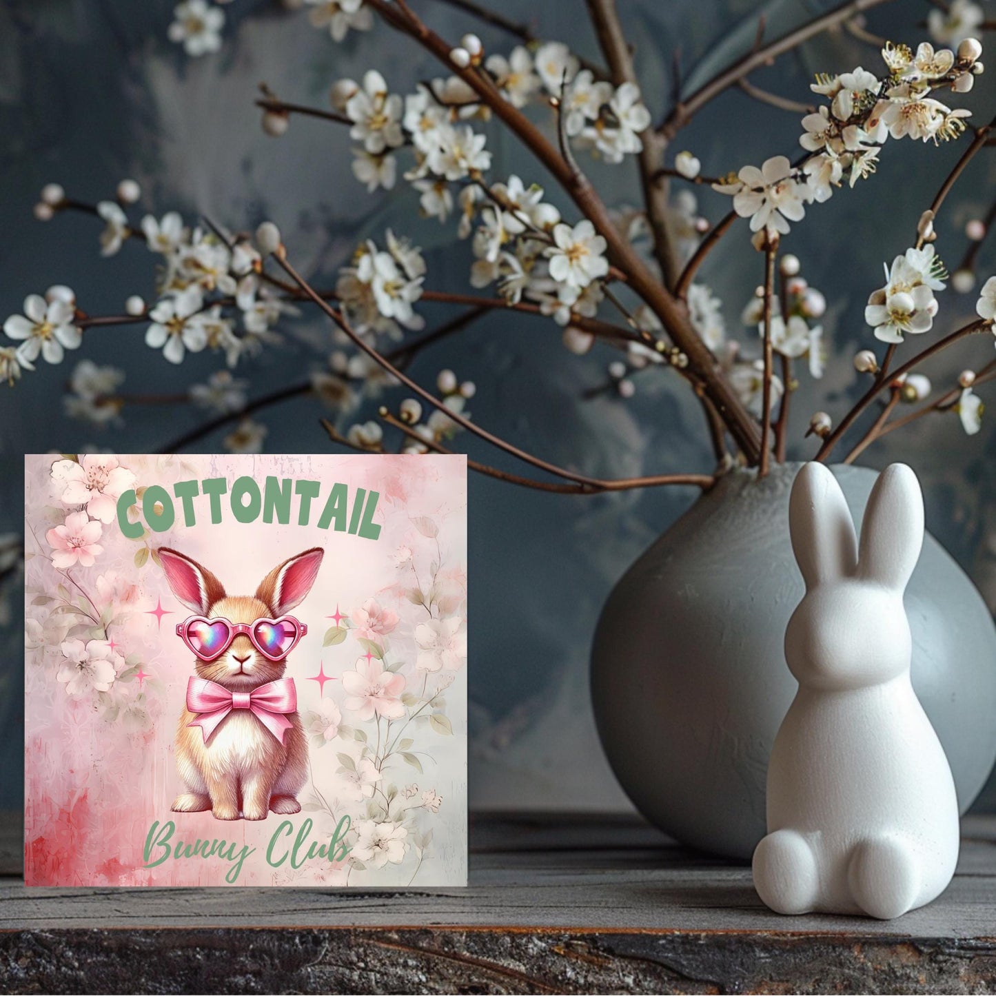 Easter Bunny Art Ceramic Tile | Rabbit Art | Ceramic Wall Tile | Spring Decor | Cottontail Bunny Club | Trivet Spoon Rest Available