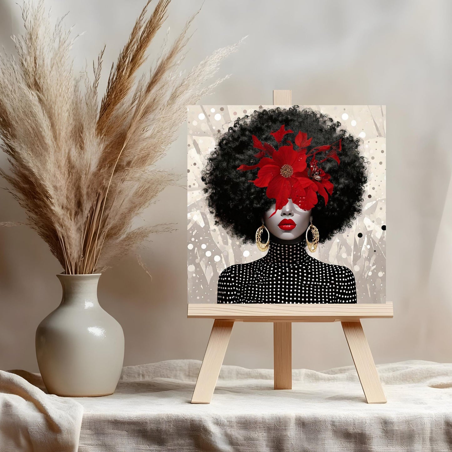 Black Woman Art Ceramic Tile, Trendy Wall Art Black Girl Art, Black Woman Wall Art, African American Woman Art, Flower Art