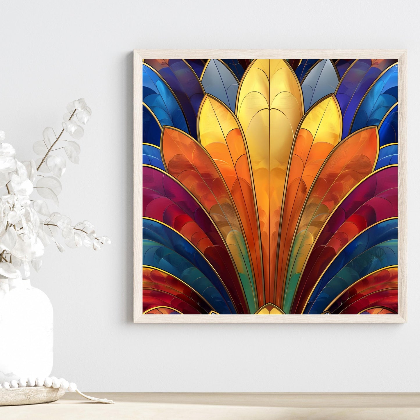 Art Nouveau Rainbow Ceramic Art Tile, Decorative Tile, Art Deco Style Home Decor, Vibrant Decorative Tile