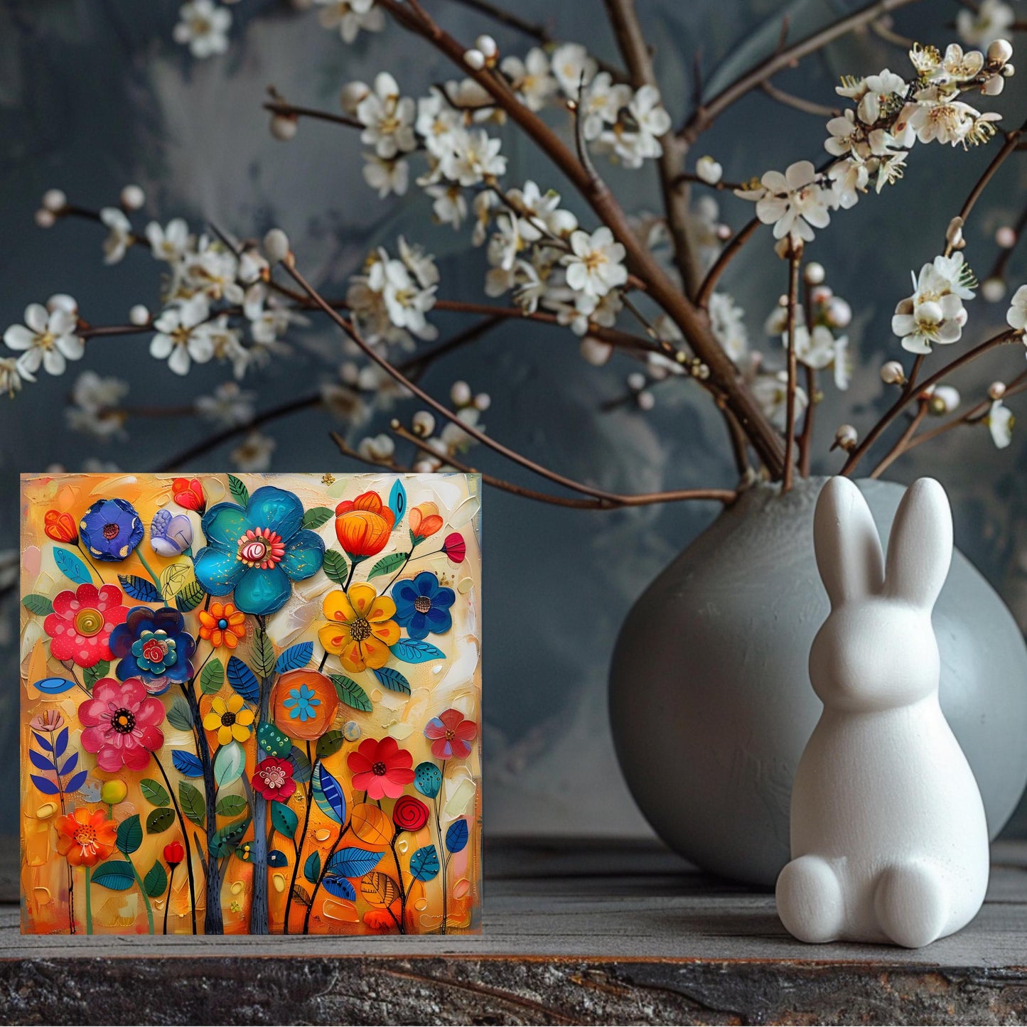 Whimsical Wildflower Ceramic Art Tile | Folk Art Wall Decor | Spring Home Decor | Floral Art | Flowers | Wall Tile | Gift for Mom