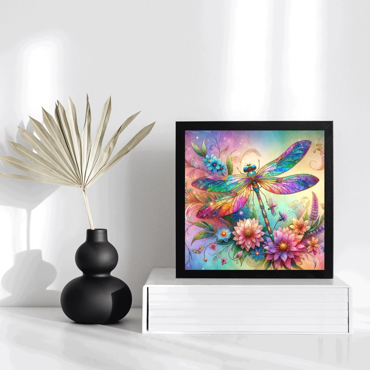 Art Nouveau Dragonfly Ceramic Tile - Stunning Art Deco Ceramic Tile for Decorative Wall Use, Unique Home Decor Gift for Nature Lovers.