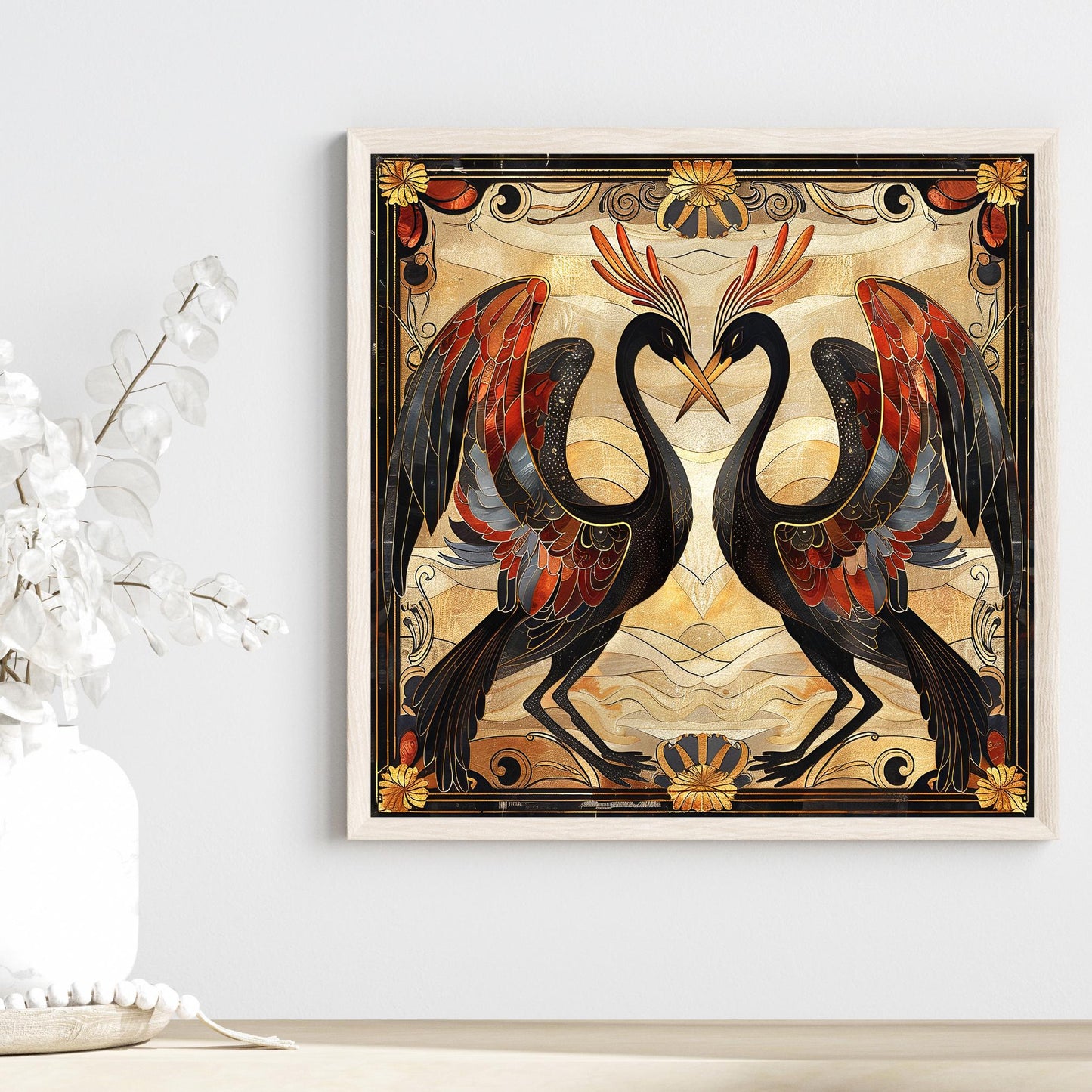 Art Nouveau Birds Ceramic Tile, Vibrant Art Deco Style Decor, Home Decor, Ideal for Wall Art or Gift for Bird Lovers