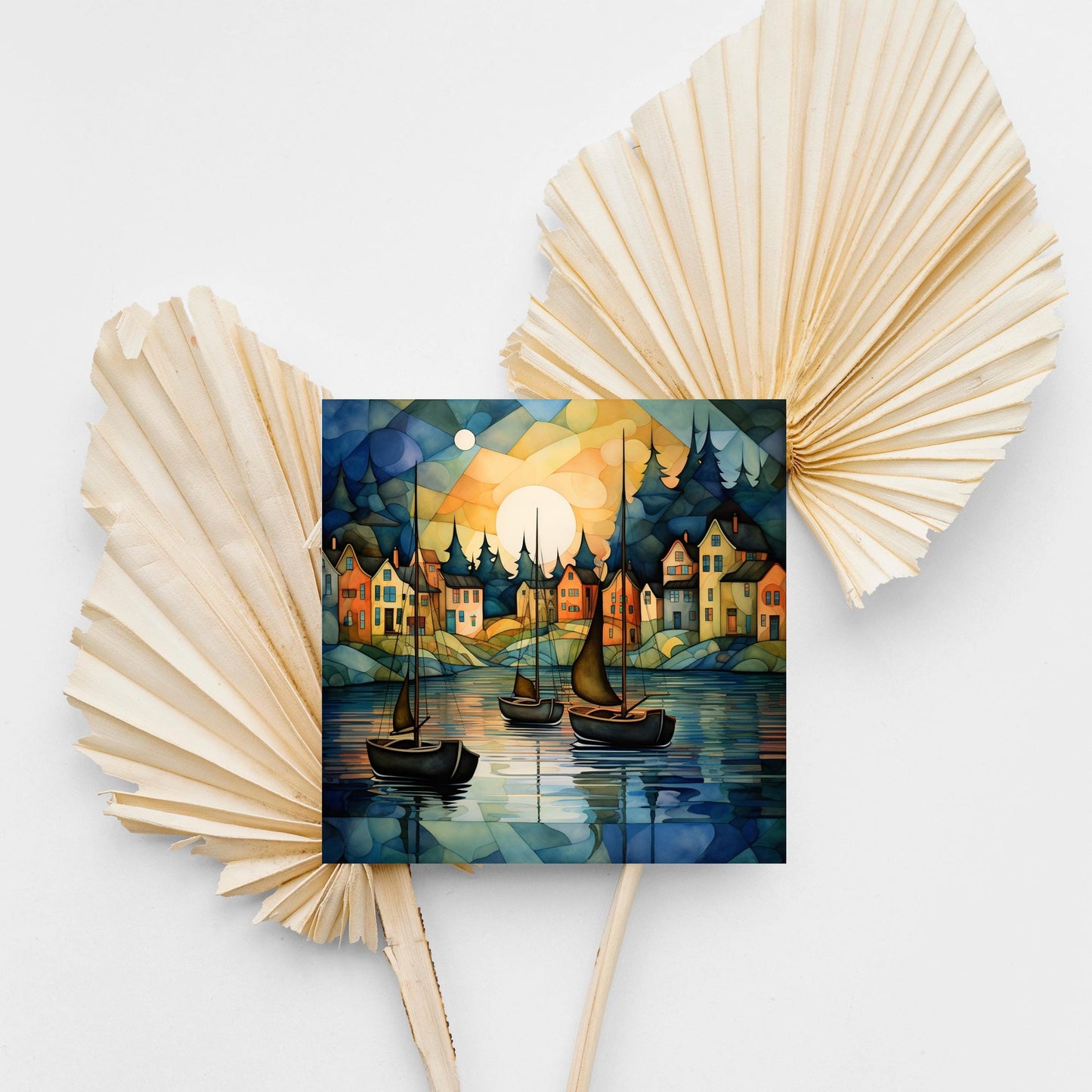 Waterfront Sailing Ceramic Tile Art, Charming Sailboat Design for Coastal Wall Art, Nautical Home Decor