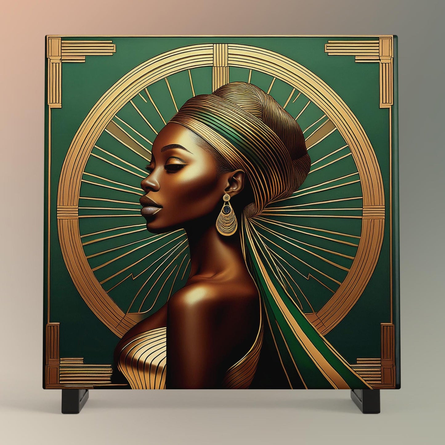 Art Nouveau Black Woman Art, Ceramic Tile, African Queen, African American Woman, Black Wall Art, Beautiful Home Decor - Unique Gift for Her