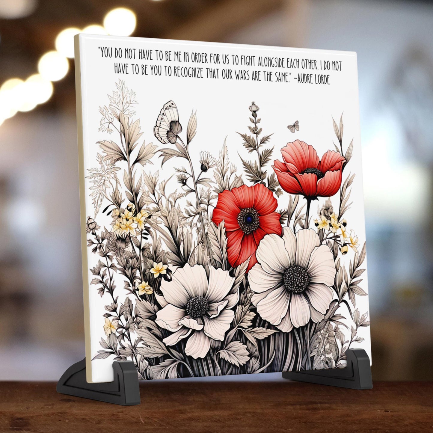 Wildflower Quote Art Ceramic Tile | Define and Empower Audre Lorde Quote | Motivational Wall Decor | Activist | Social Justice