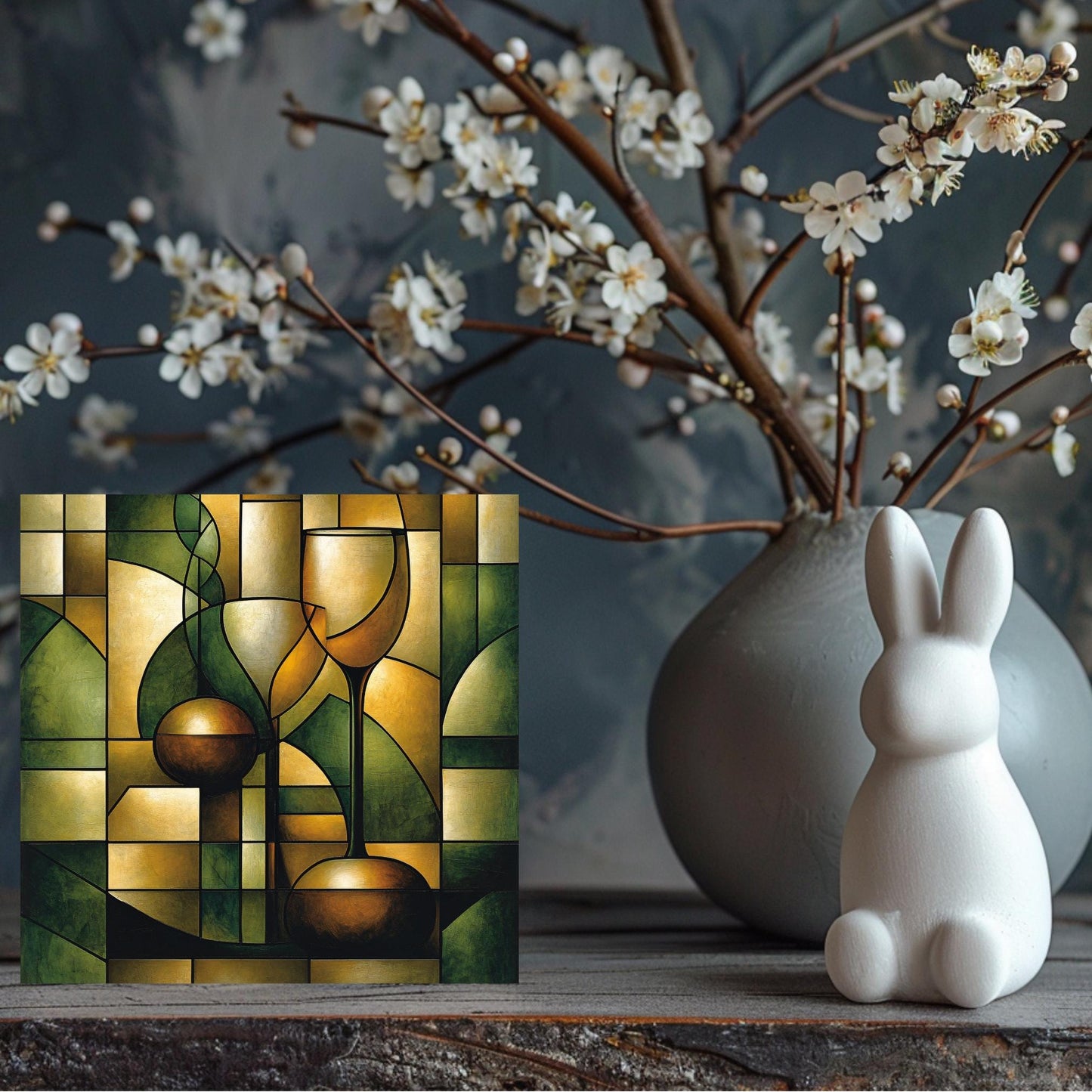 Abstract Wine Glass Ceramic Tile Art | Unique Decorative Tile for Home Bar | Stylish Housewarming Gift for Wine Lovers | Kitchen Decor