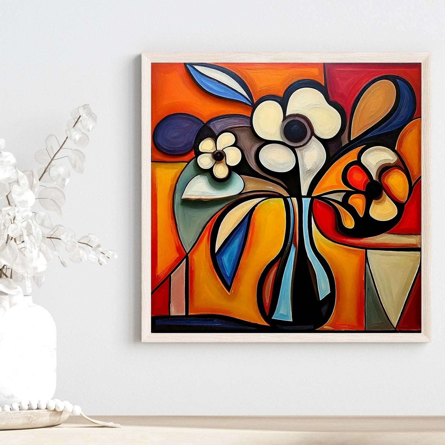 Ceramic Tile Art- Cubism Art - Vibrant Abstract Wall Decor - Home Decor Accent Piece - Ideal Gift for Housewarming or Art Lover