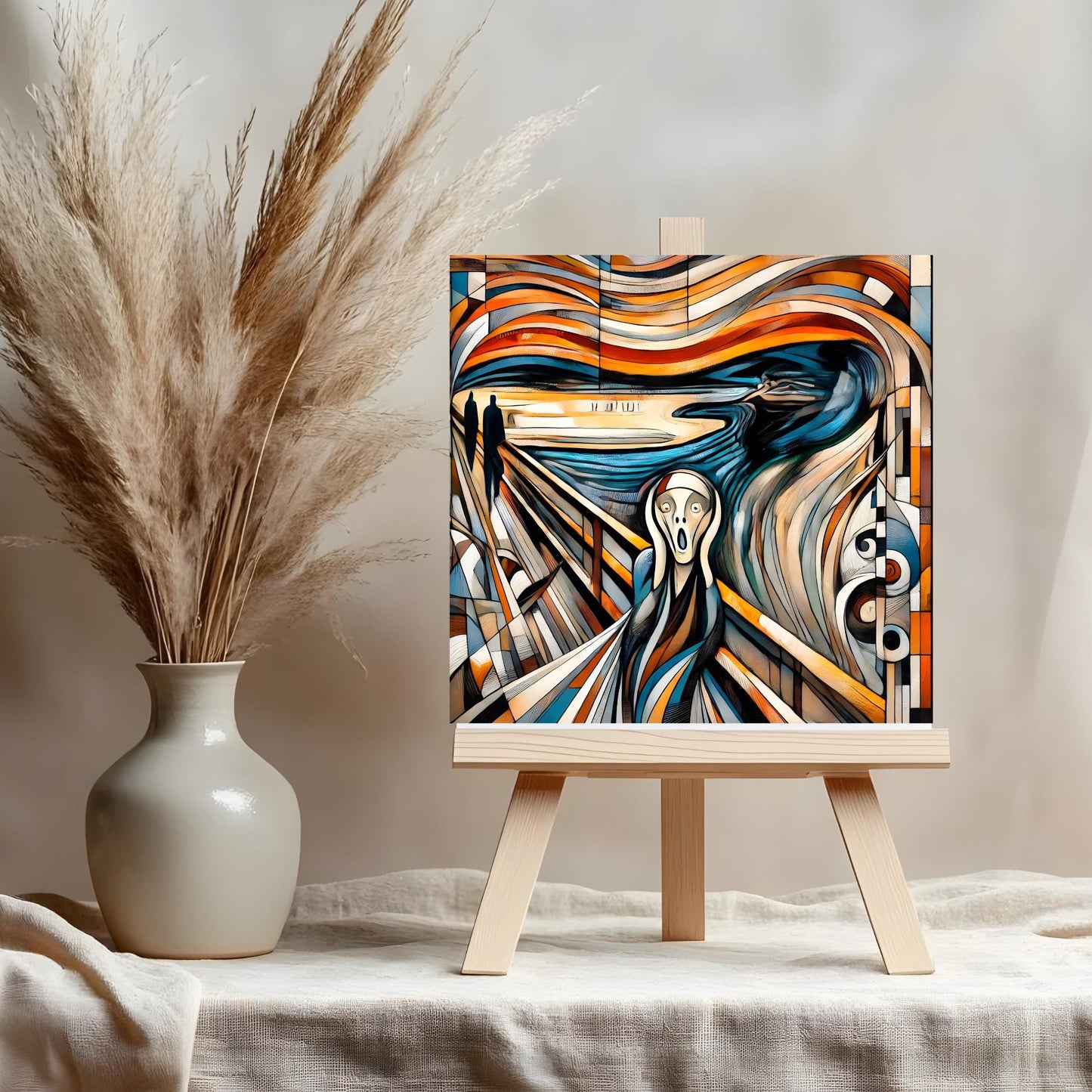 The Scream Painting Ceramic Art Tile | Cubism Artwork Inspired by Edvard Munch Painting | Artistic Home Decor | Art Lovers Gift