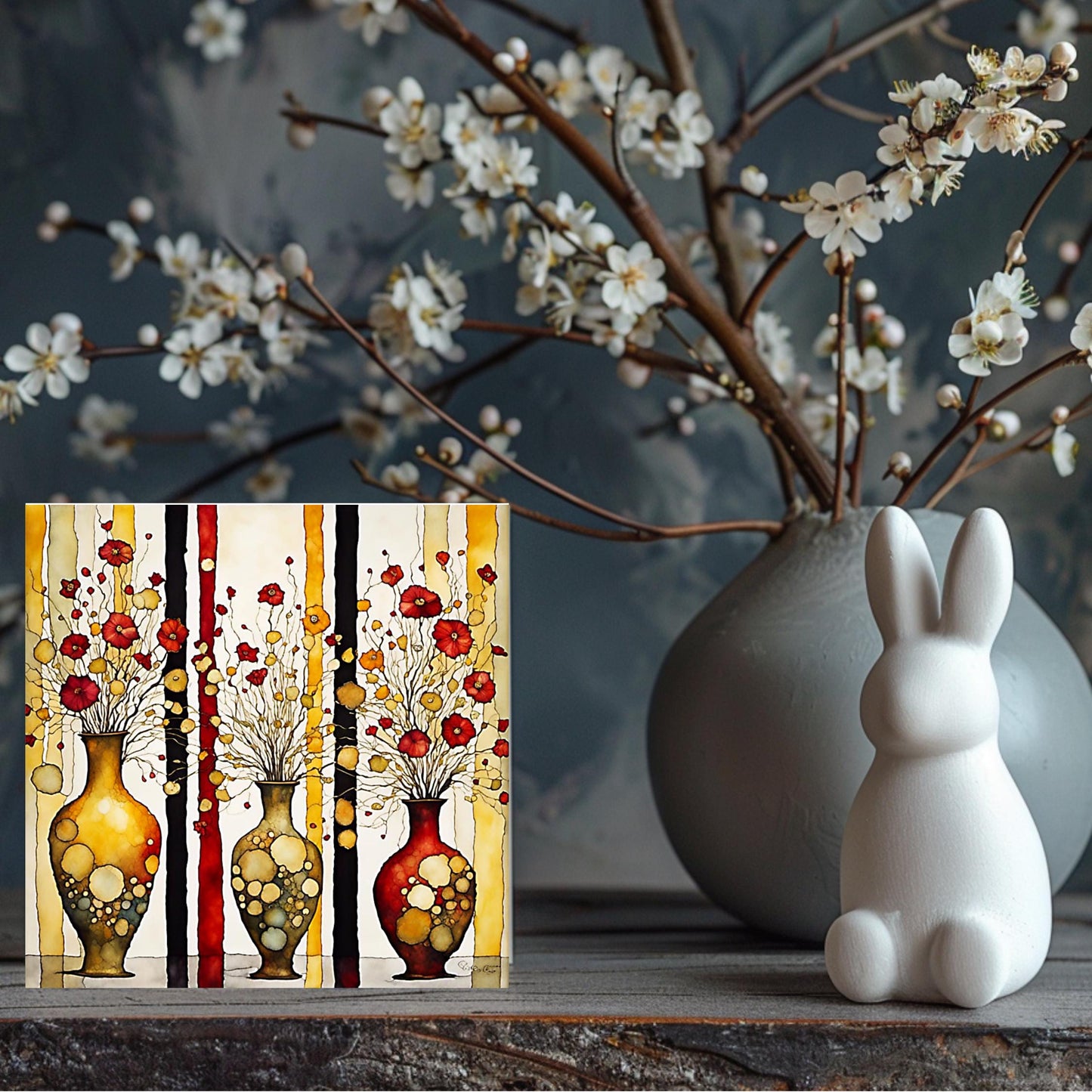 Ceramic Art Tile - Klimt Inspired Art - Vibrant Abstract Wall Decor, Home Decor Accent Piece - Ideal Gift for Housewarming or Art Lover