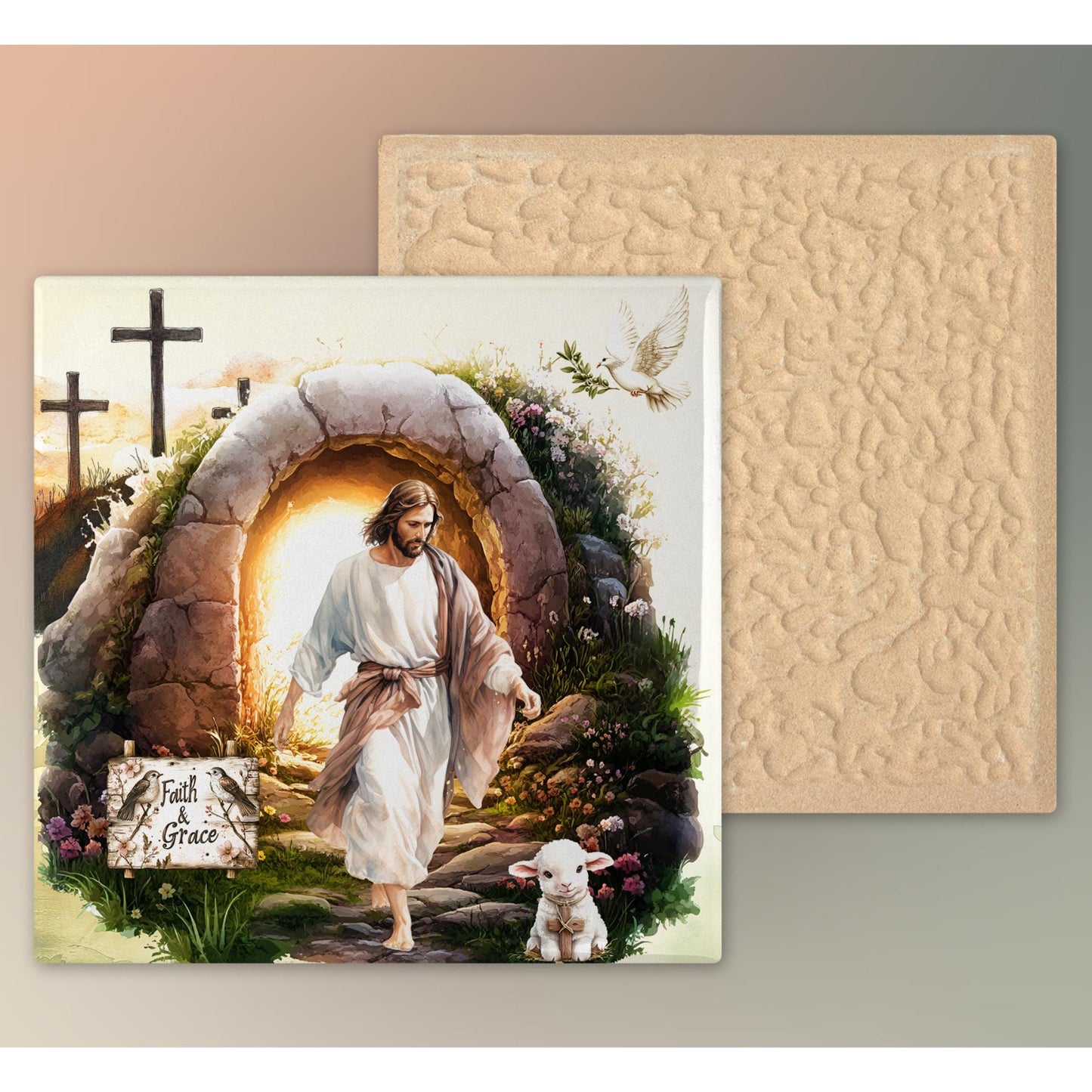 He Is Risen Ceramic Tile, Catholic Art, Resurrection Artwork, Jesus Christ Religious Art, Christian Wall Art