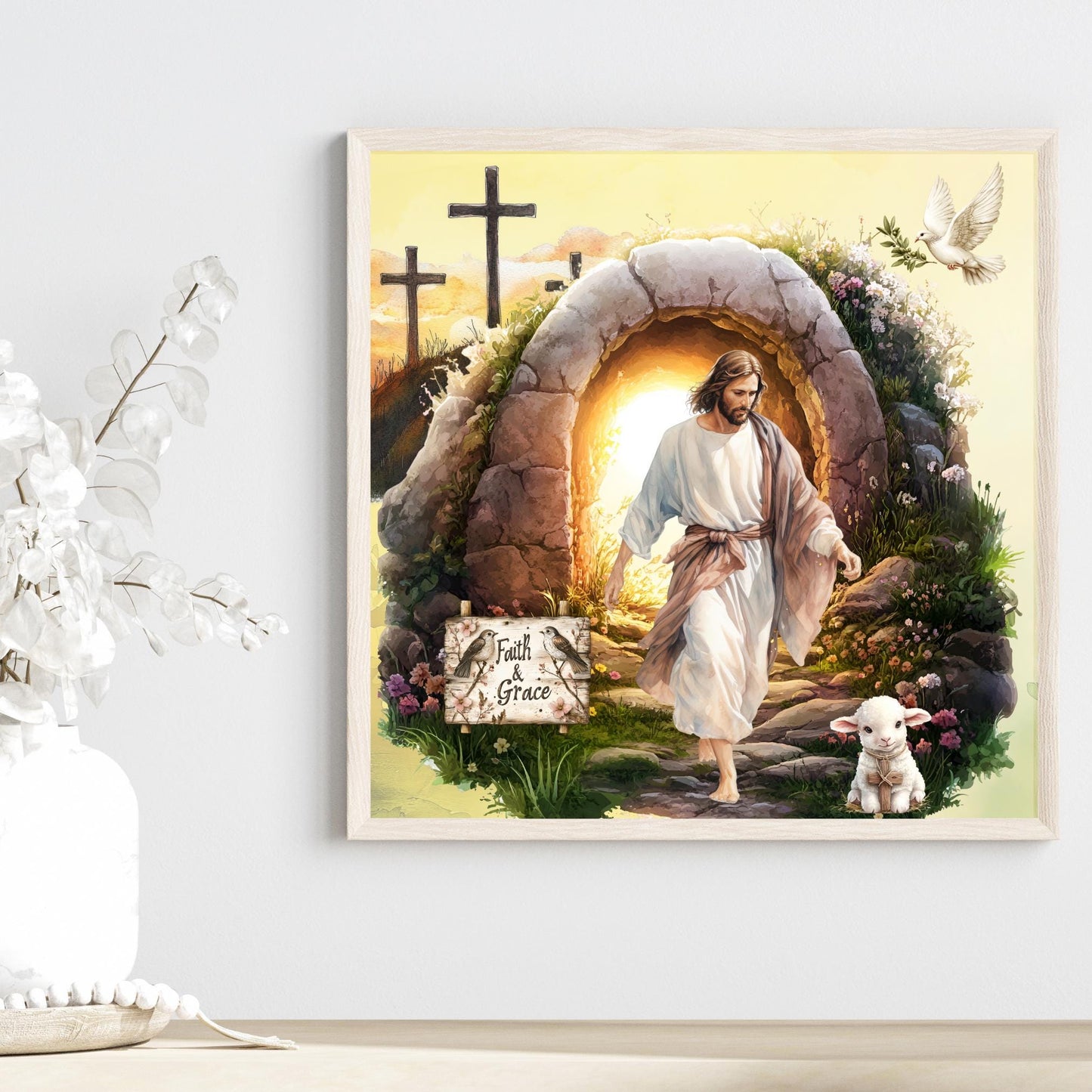 He Is Risen Ceramic Tile, Catholic Art, Resurrection Artwork, Jesus Christ Religious Art, Christian Wall Art