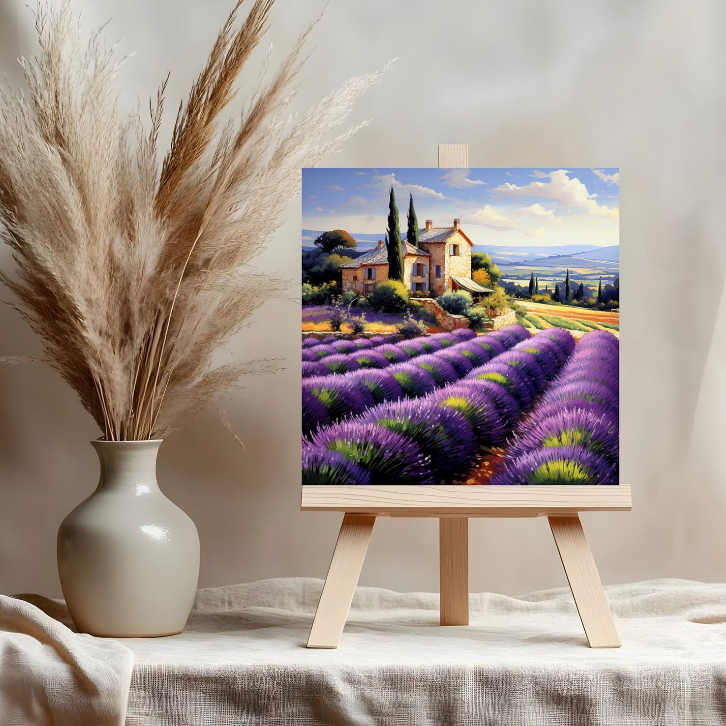French Lavender Field Ceramic Tile, Mediterranean Wall Art Decor, Charming Home Accent, Nature Art, Rustic Artwork, Shabby Chic