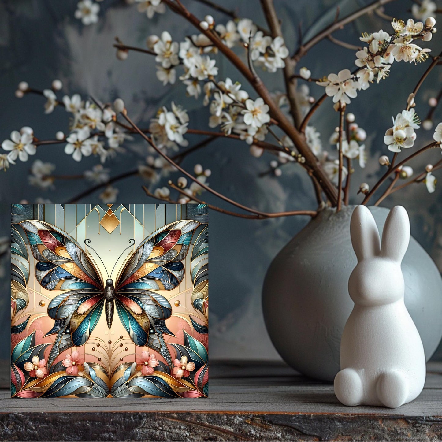 Art Nouveau Butterfly Ceramic Tile, Decorative Art Tile, Beautiful Art Deco Artwork, Unique Home Decor, Gallery Wall Art
