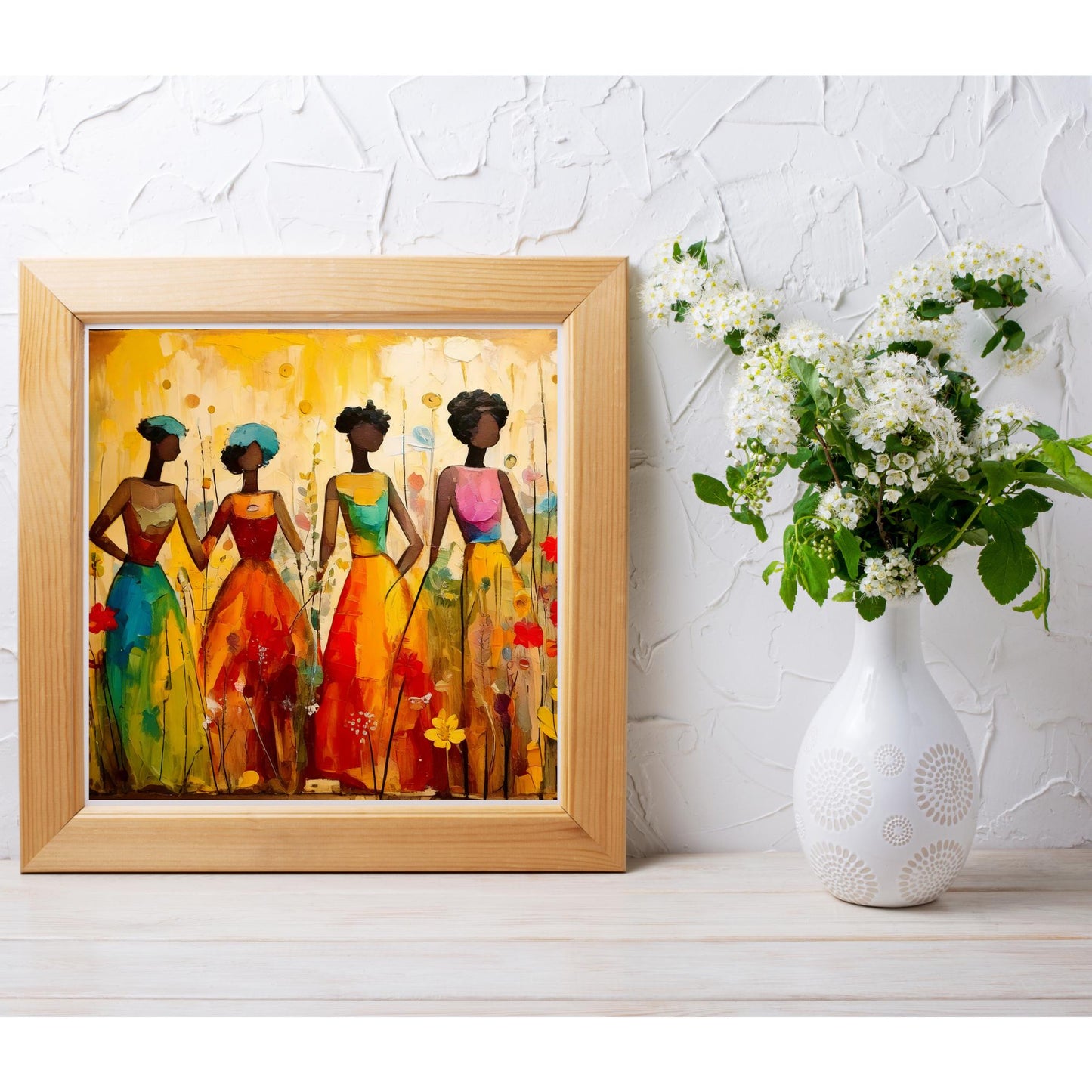 Black Woman with Flowers Ceramic Tile, Trendy Wall Art Black Girl Art, Black Woman Wall Art, Black Girl Poster Art, African American Art
