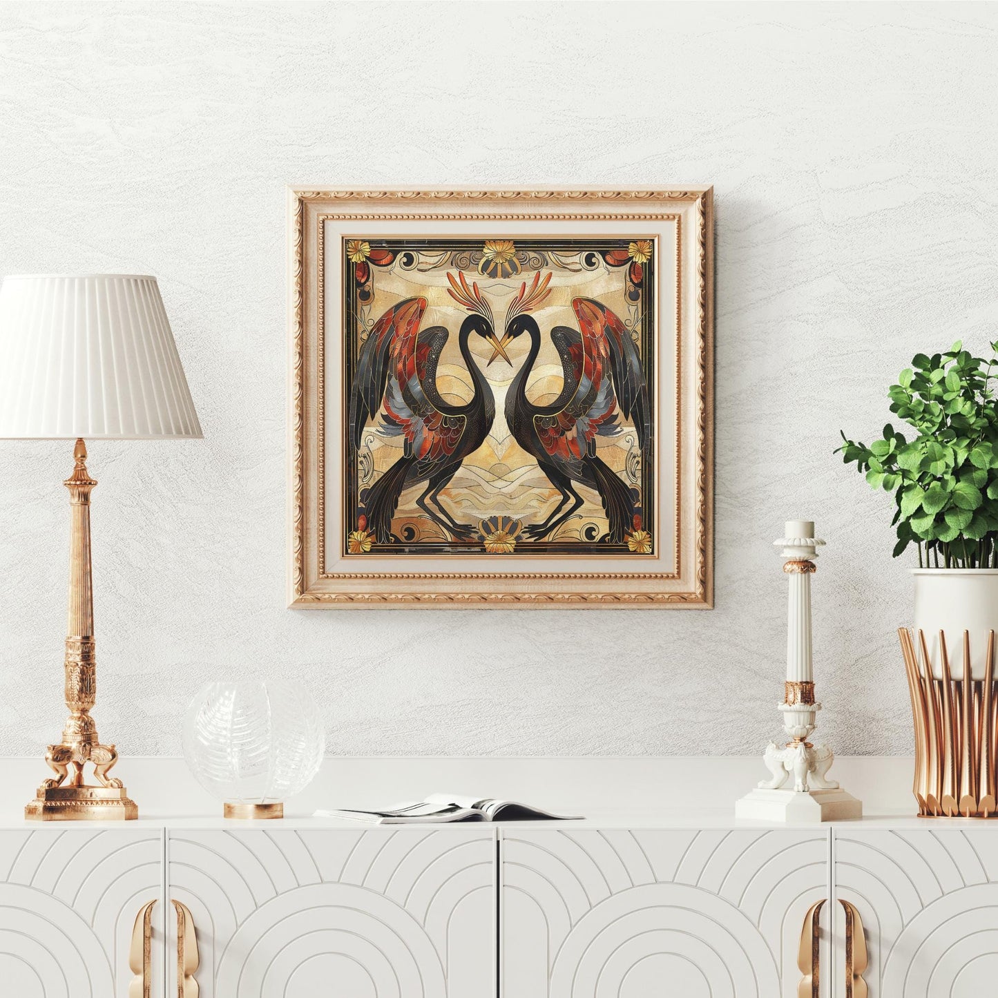 Art Nouveau Birds Ceramic Tile, Vibrant Art Deco Style Decor, Home Decor, Ideal for Wall Art or Gift for Bird Lovers