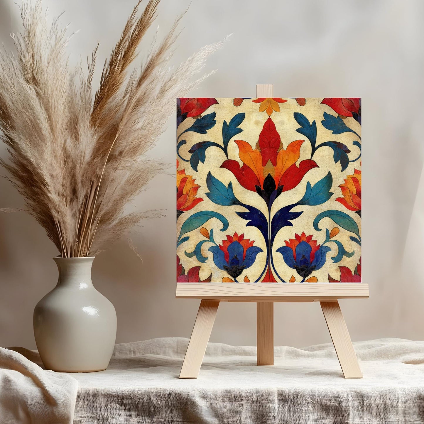 Floral Ceramic Tile - Exquisite Moroccan Flower Art for Stylish Wall Decor - Gallery Wall Art - Mediterranean Tile Art