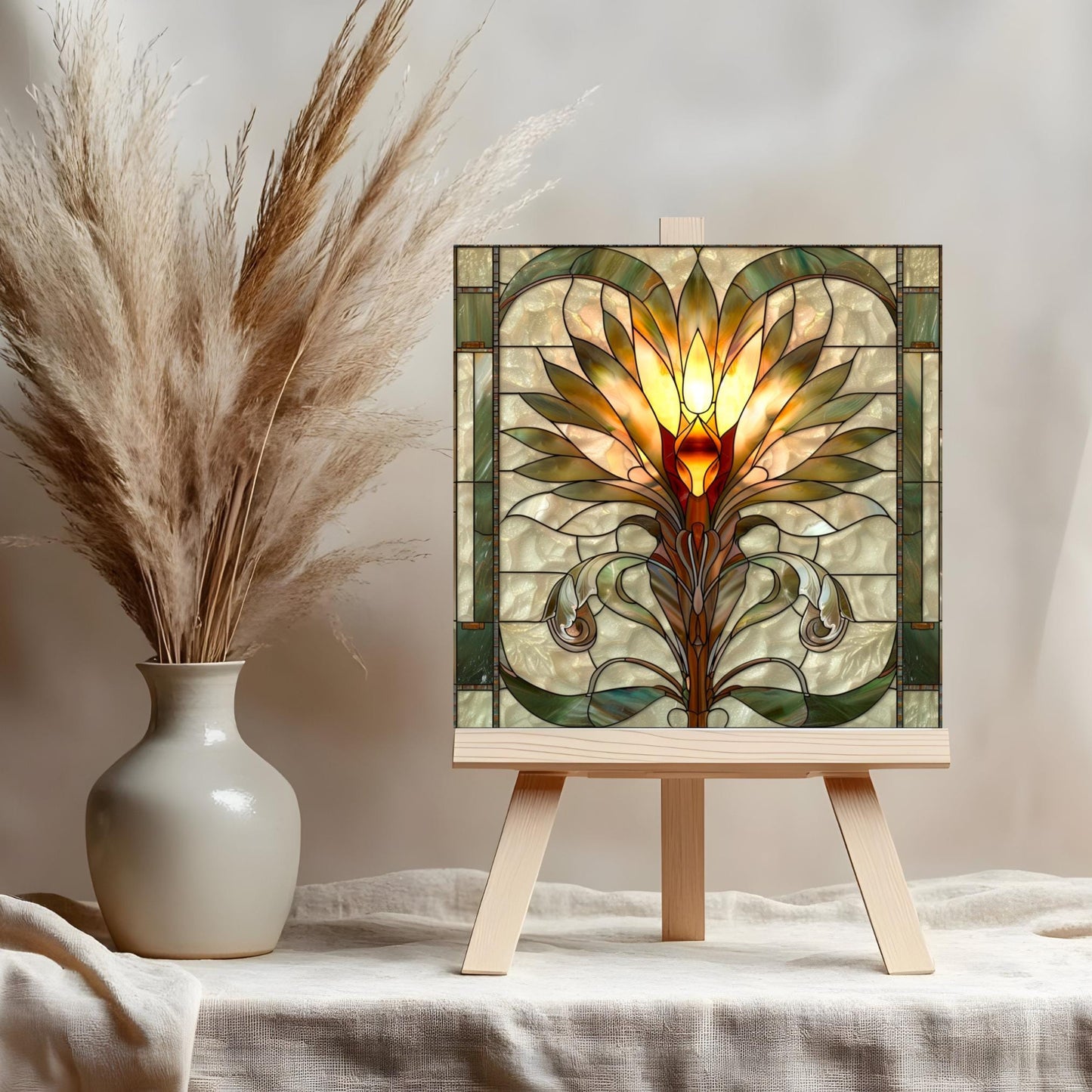Elegant Lotus Flower Ceramic Tile Art | Stained Glass Look Flower Wall Decor | Yoga and Meditation | Spiritual Mindfulness Gift | Spa Gift 3