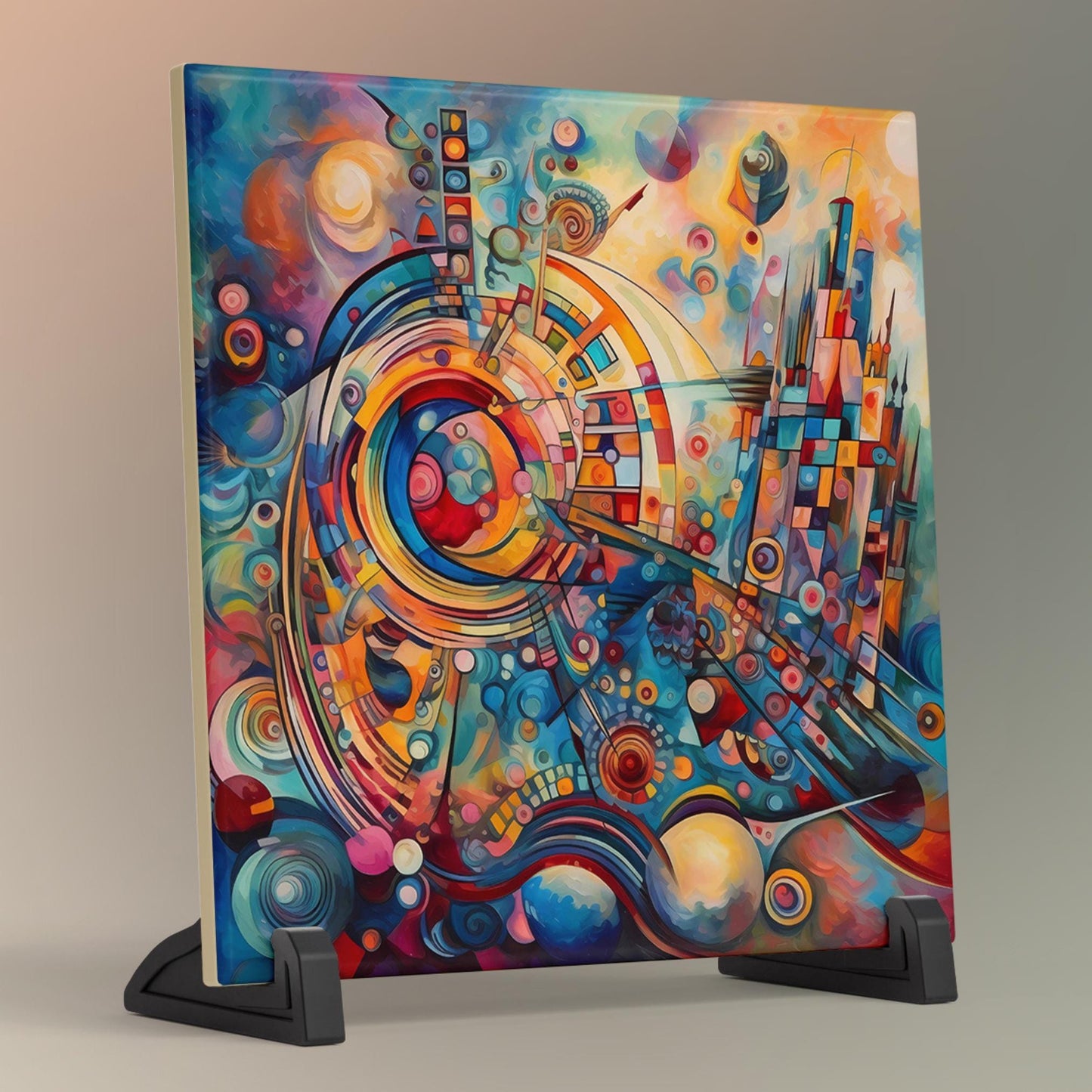 Abstract Art Ceramic Tile, Contemporary Wall Hanging for Unique Home Decor, Perfect Gift for Art Enthusiasts