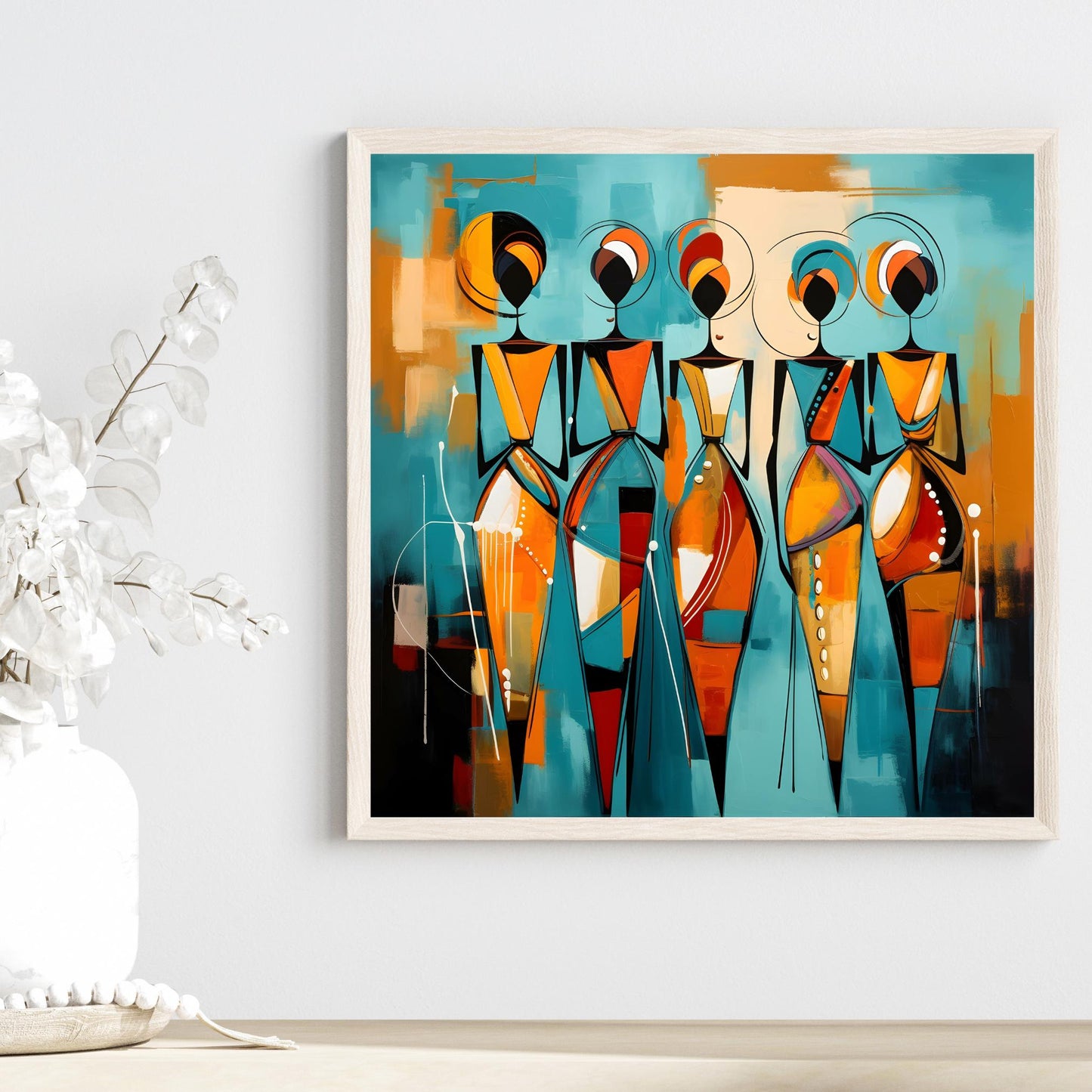 Abstract African Print - Ceramic Art Tile - Stunning Minimalist African Print - Decorative Wall Hanging - Black Art - Home Decor